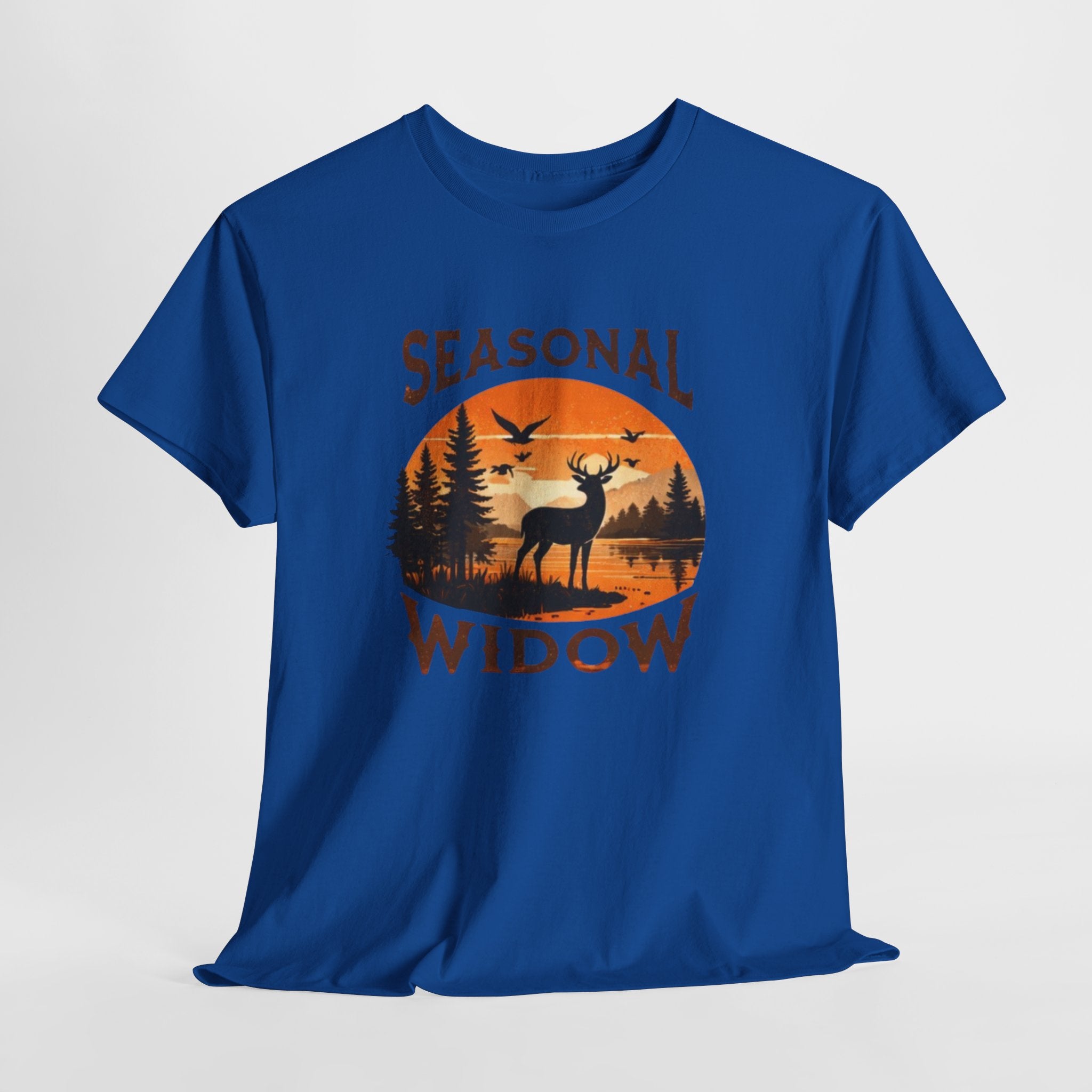 Seasonal Widow Tee | Hunting Wife Deer Sunset Graphic T-Shirt