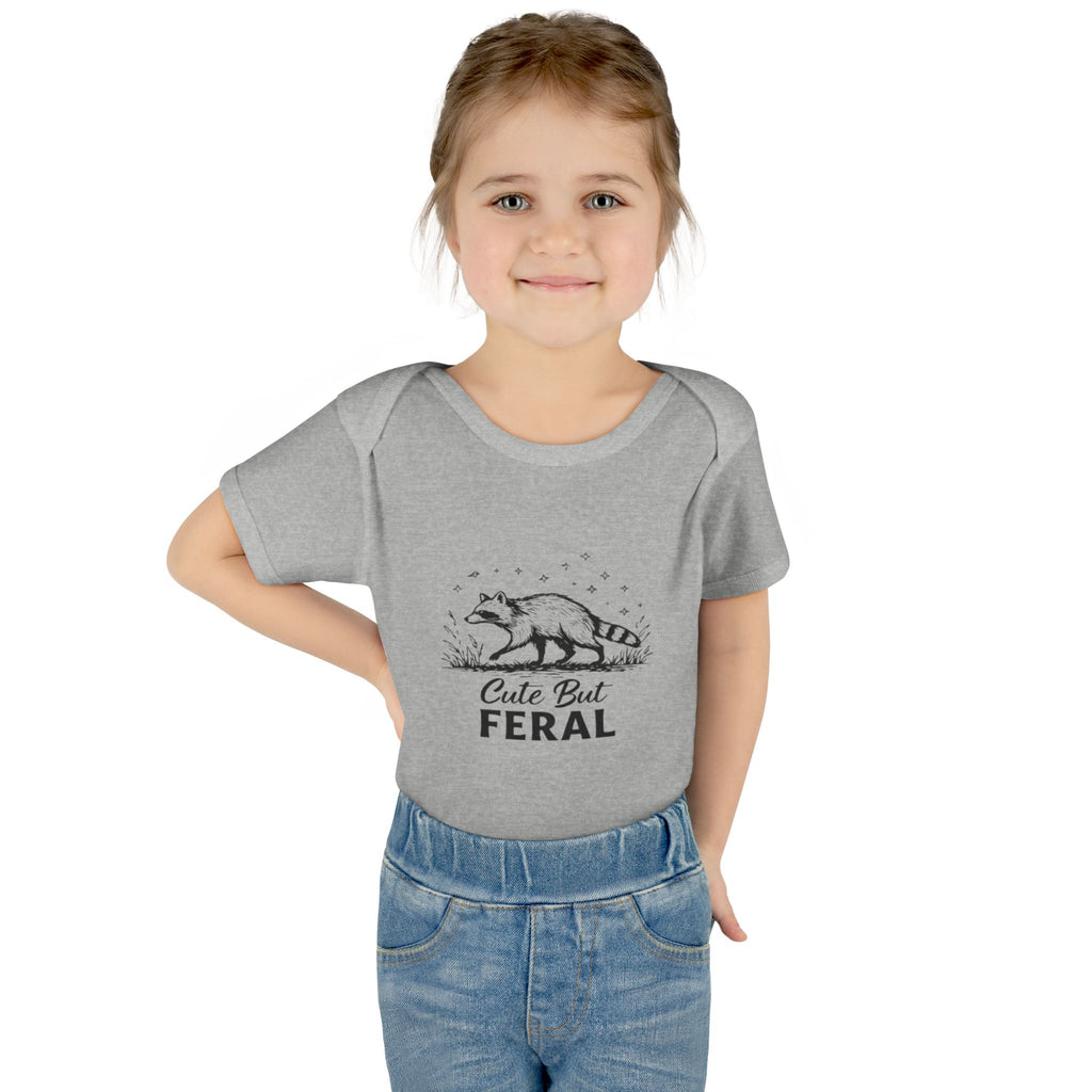 Infant Bodysuit  "Cute But Feral" Raccoon Baby Onesie | Funny Newborn Shower Gift
