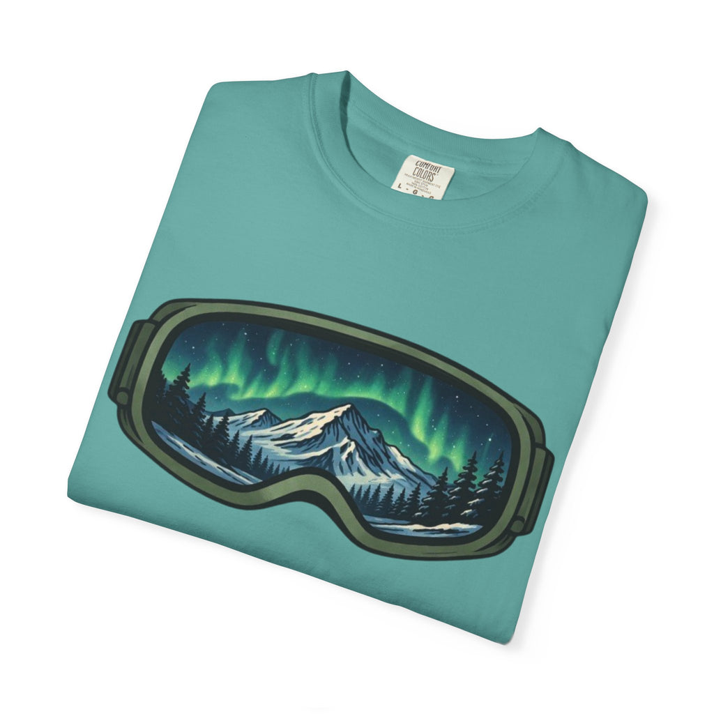 Aurora Ski Goggle T-Shirt | Mountain Night Northern Lights Graphic Tee