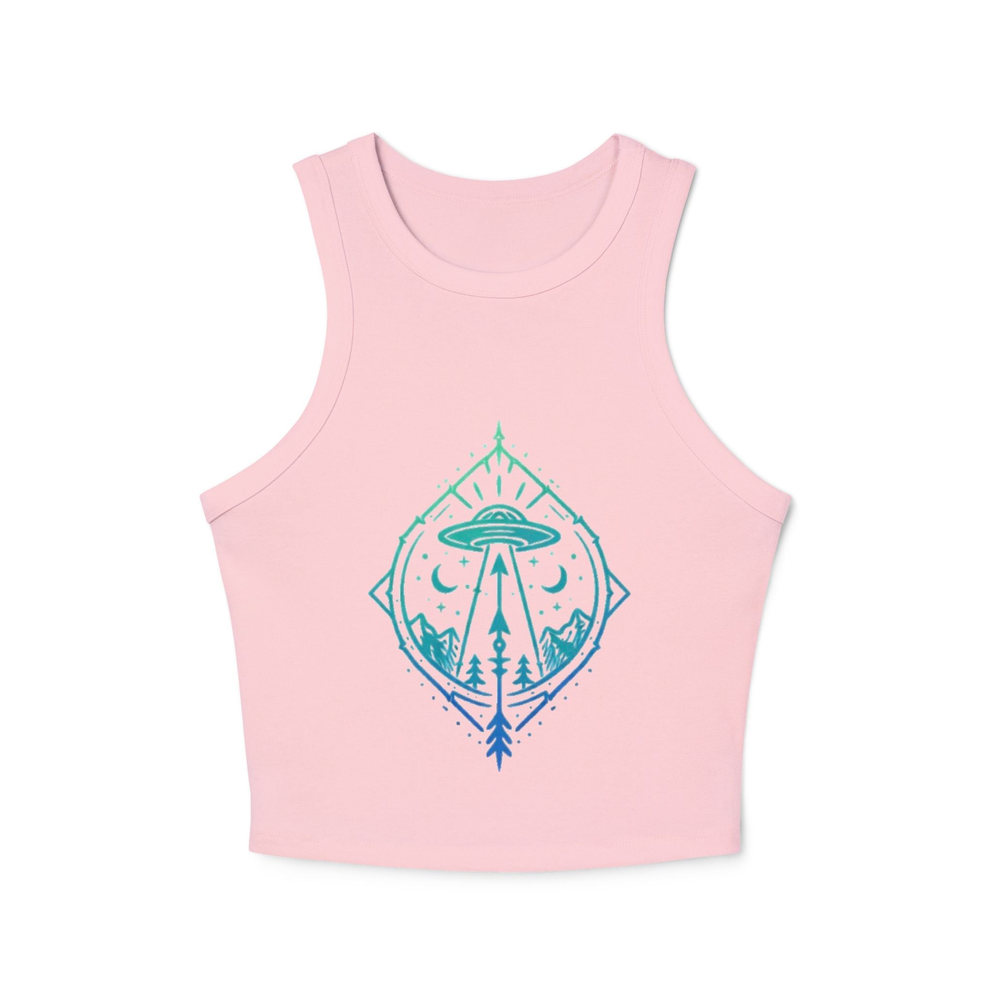 Alien Abduction Crop Tank | Womens Racerback Tank Top with UFO Graphic