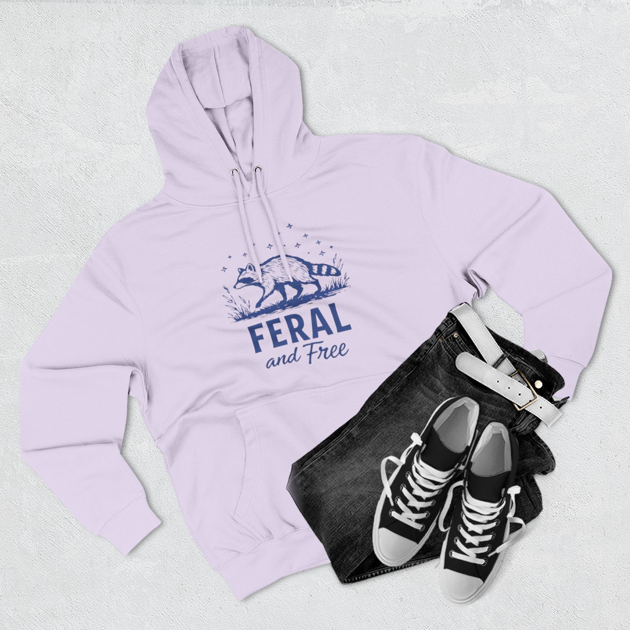 Hoodie | Feral and Free Raccoon Graphic Hoodie | Nature Lover Casual Pullover