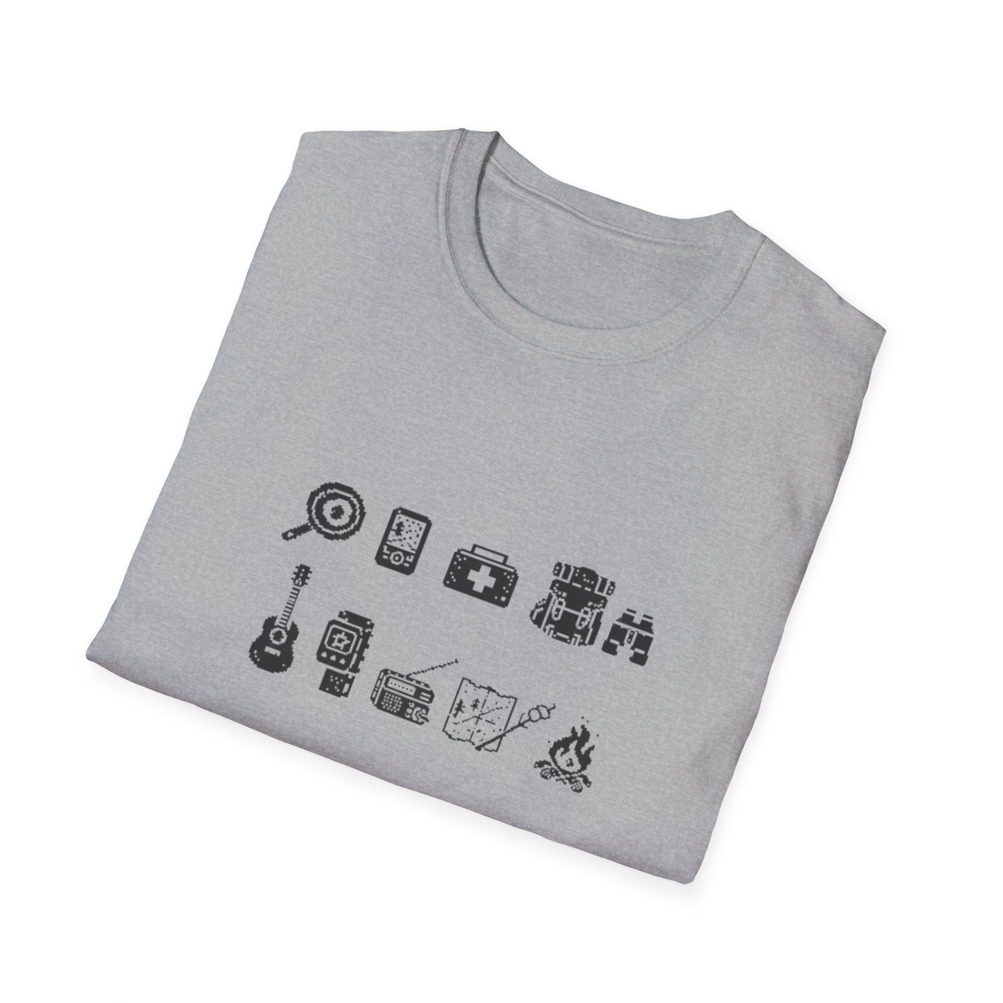 T-Shirt | Minimal Camping Gear Icons Graphic Tee | Camping Kit Tee
