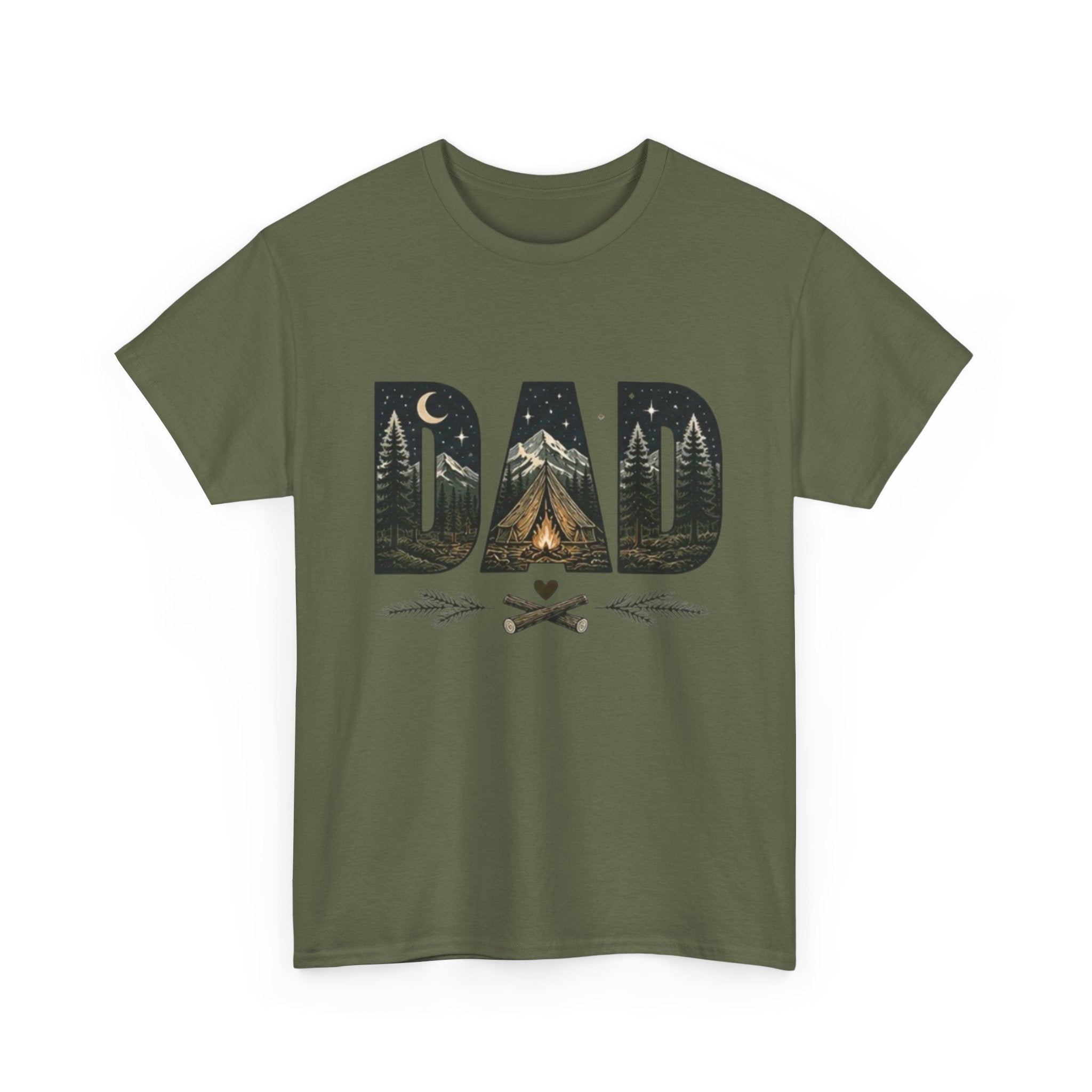 Dad Camping T-Shirt | Outdoor Graphic Tee with Tent & Campfire Design