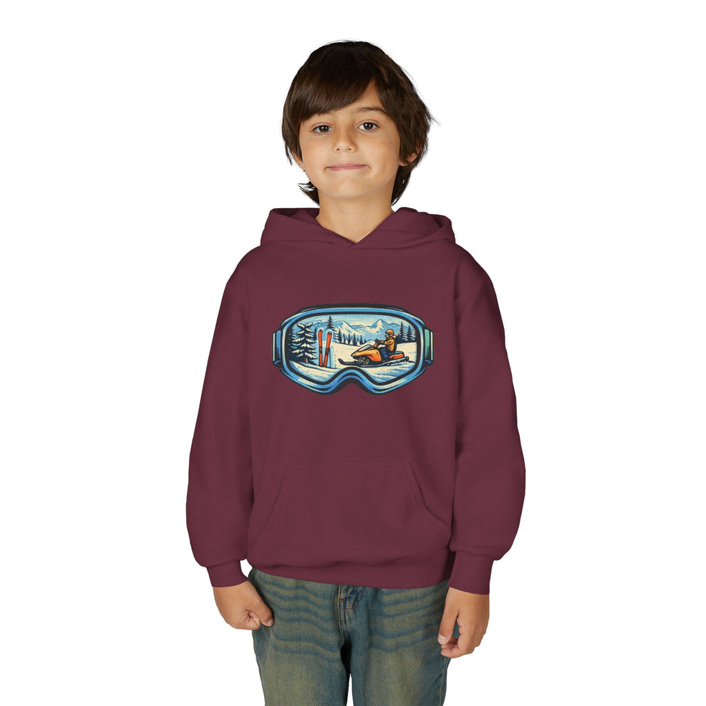 Youth Ski Goggles Hoodie | Winter Snowboard Scene Pullover