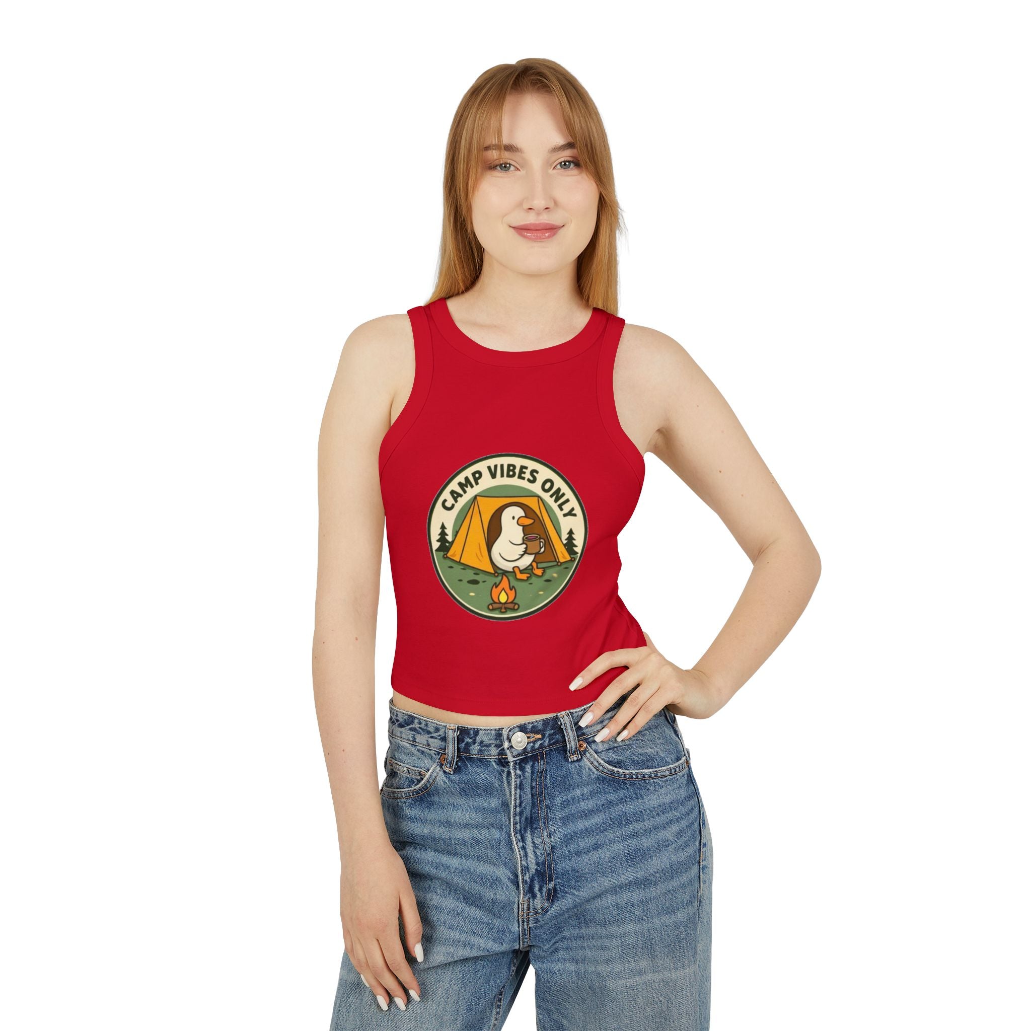 Camp Vibes Only Ducky Racer Tank | Womens Camping Graphic Tank Top