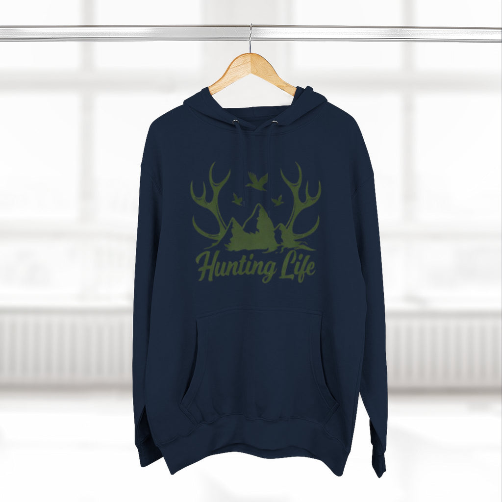 Hunting Life Hoodie | Antler Mountain & Birds Outdoor Hunting Hooded Sweatshirt