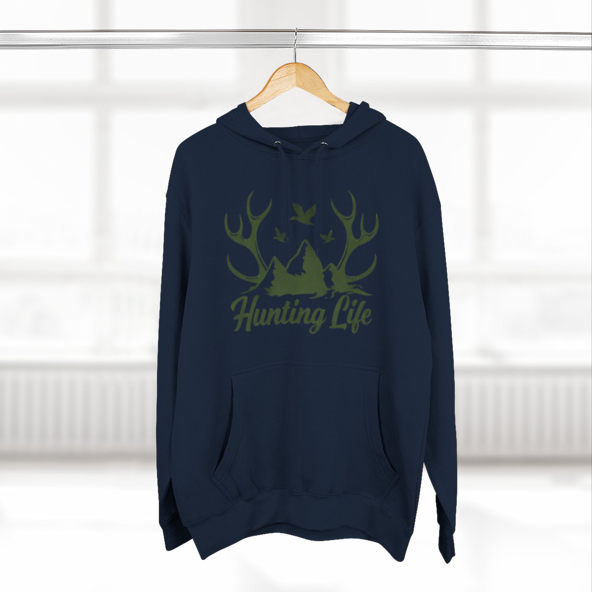 Hunting Life Hoodie | Antler Mountain & Birds Outdoor Hunting Hooded Sweatshirt