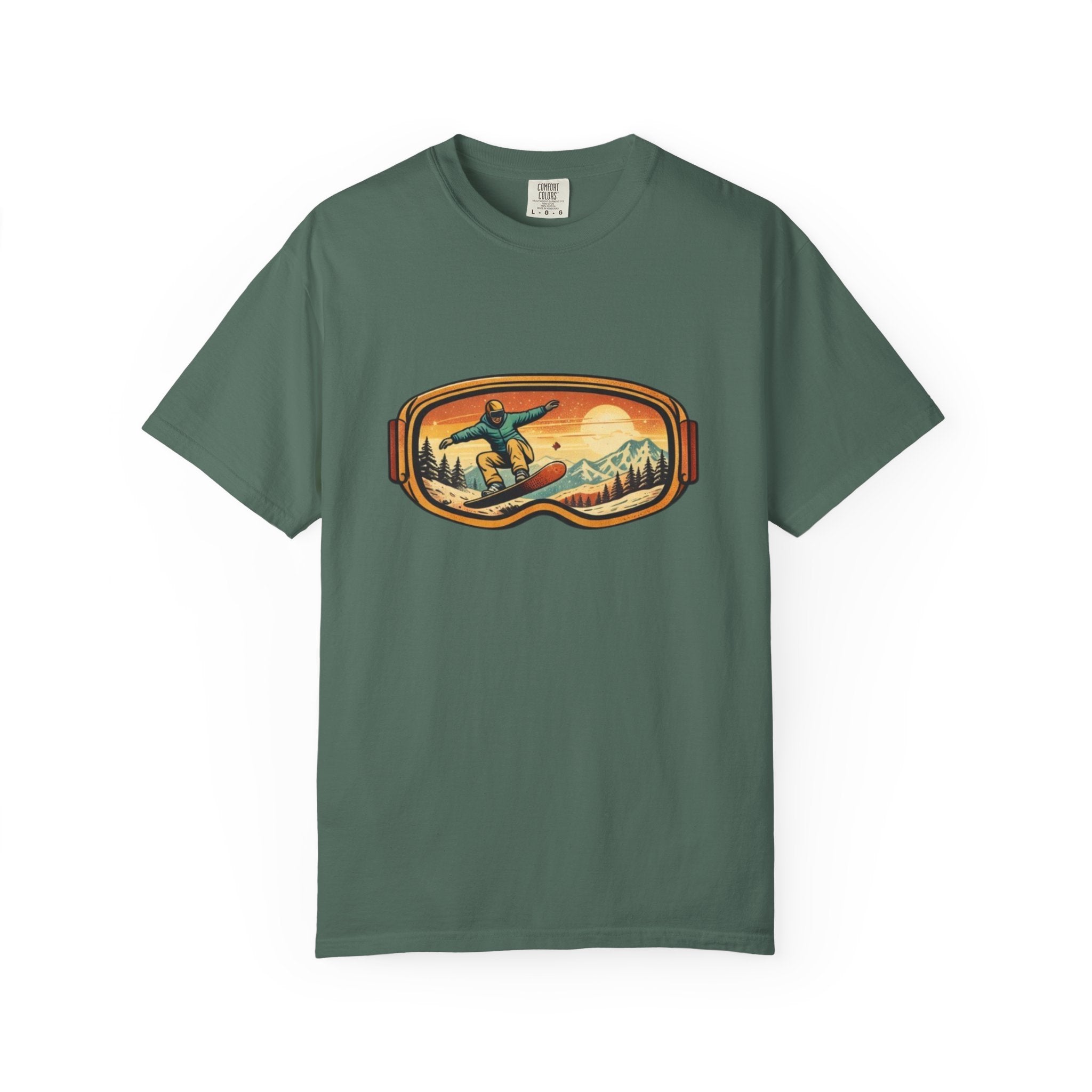 Snowboard Goggles Graphic T-Shirt | Retro Mountain Snowboarding Tee