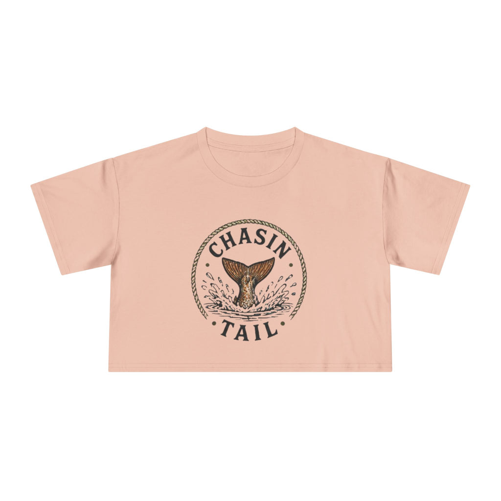 Crop Tee | "Chasin Tail" Fish Tail Graphic Top for Fishing Lovers