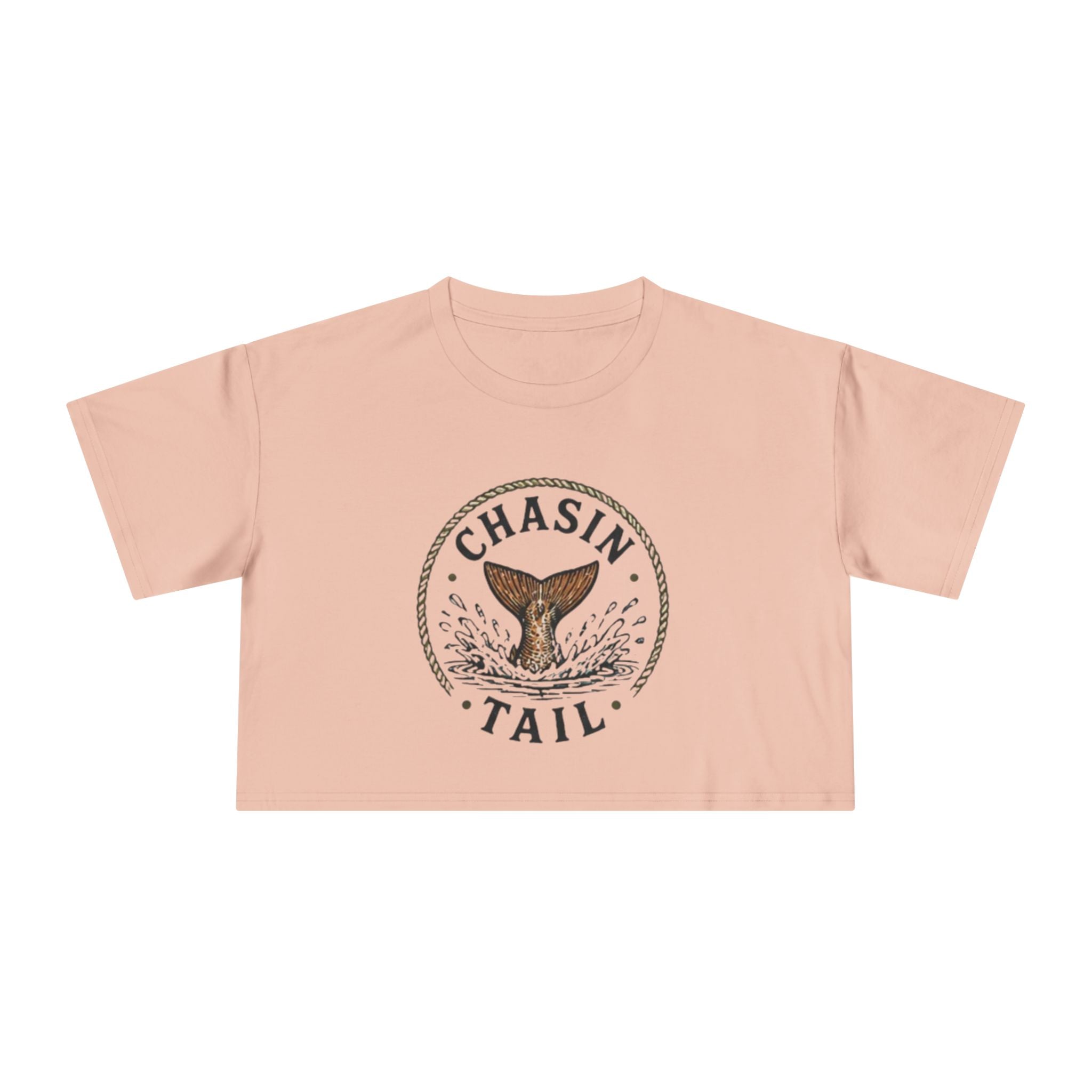 Crop Tee | "Chasin Tail" Fish Tail Graphic Top for Fishing Lovers