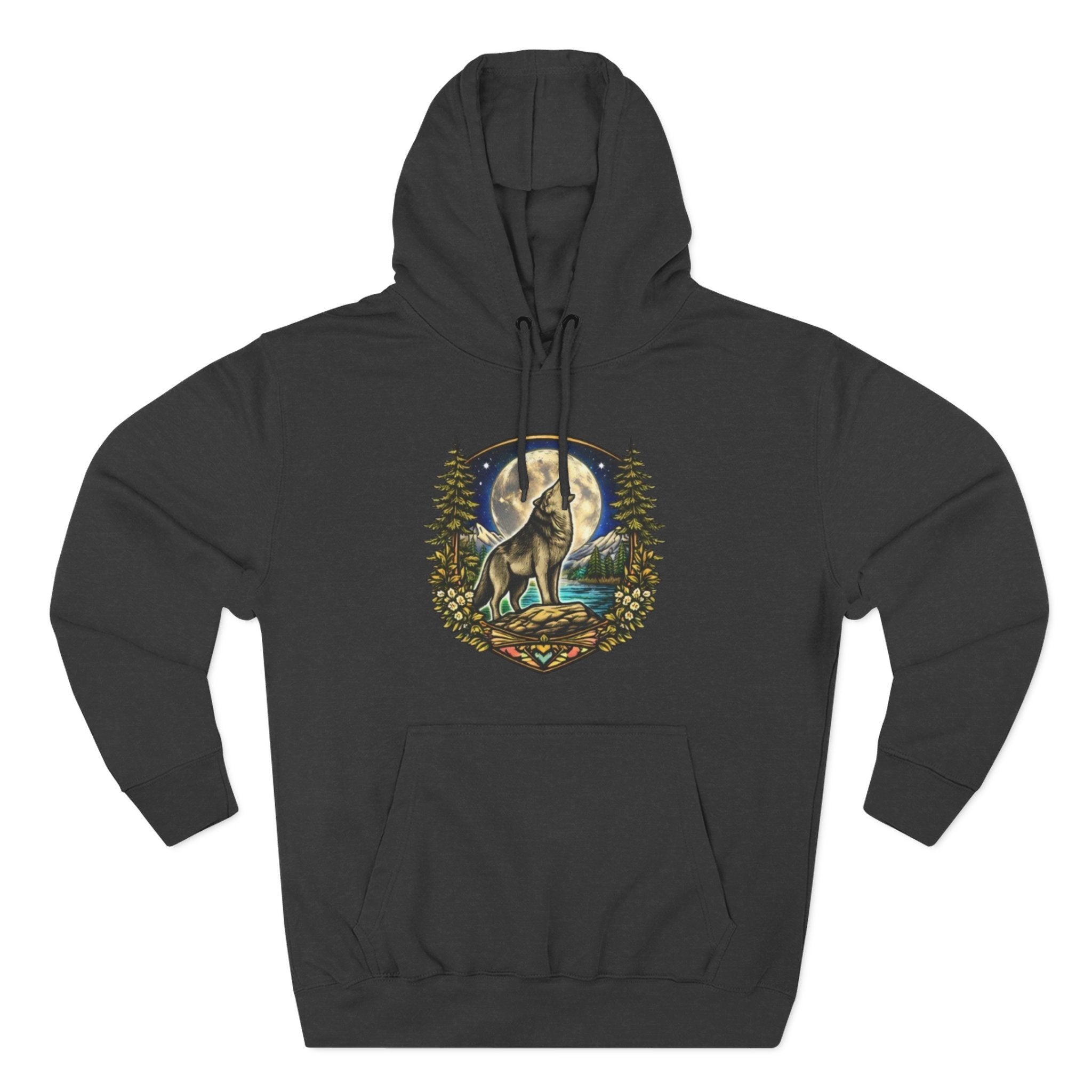 Wolf Moon Hoodie | Woodland Night Howl Graphic Fleece Hoodie