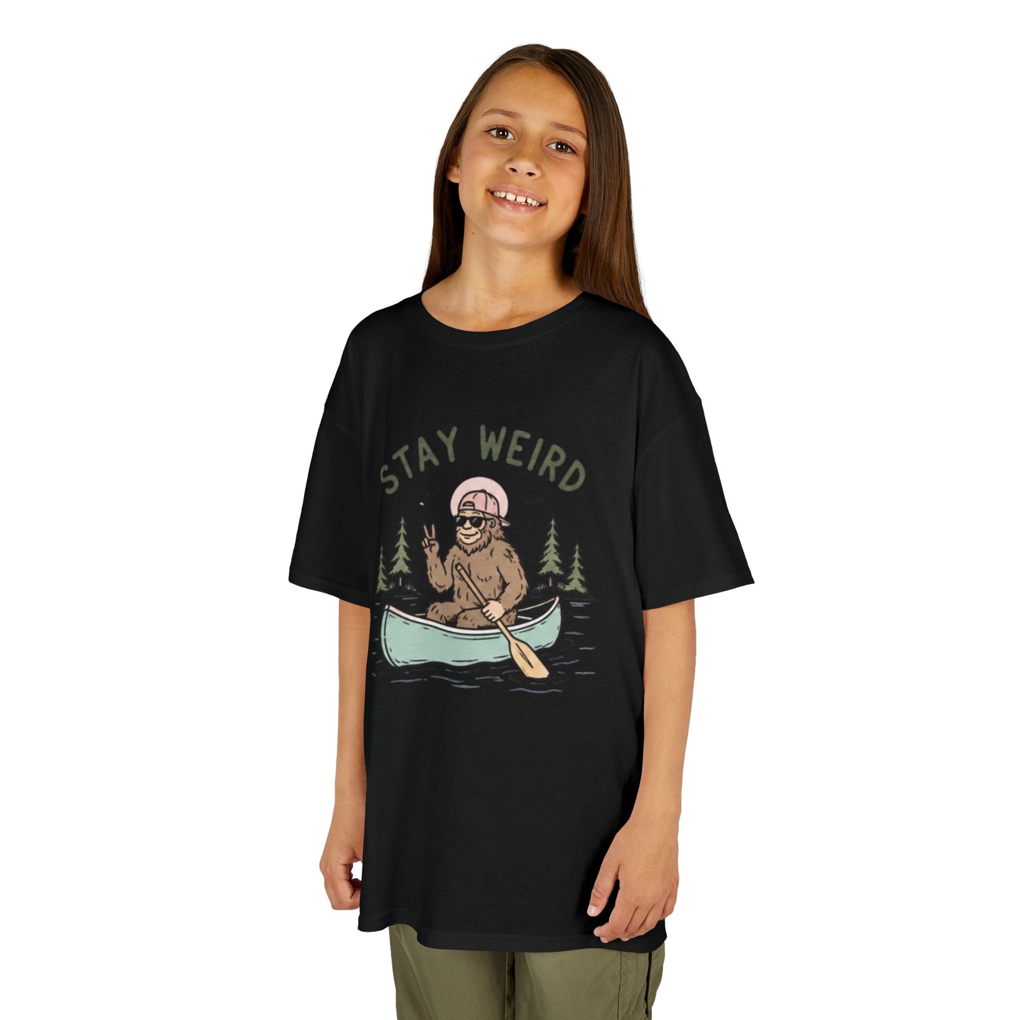 Kids Tee | "Stay Weird" Canoe Sasquatch Graphic