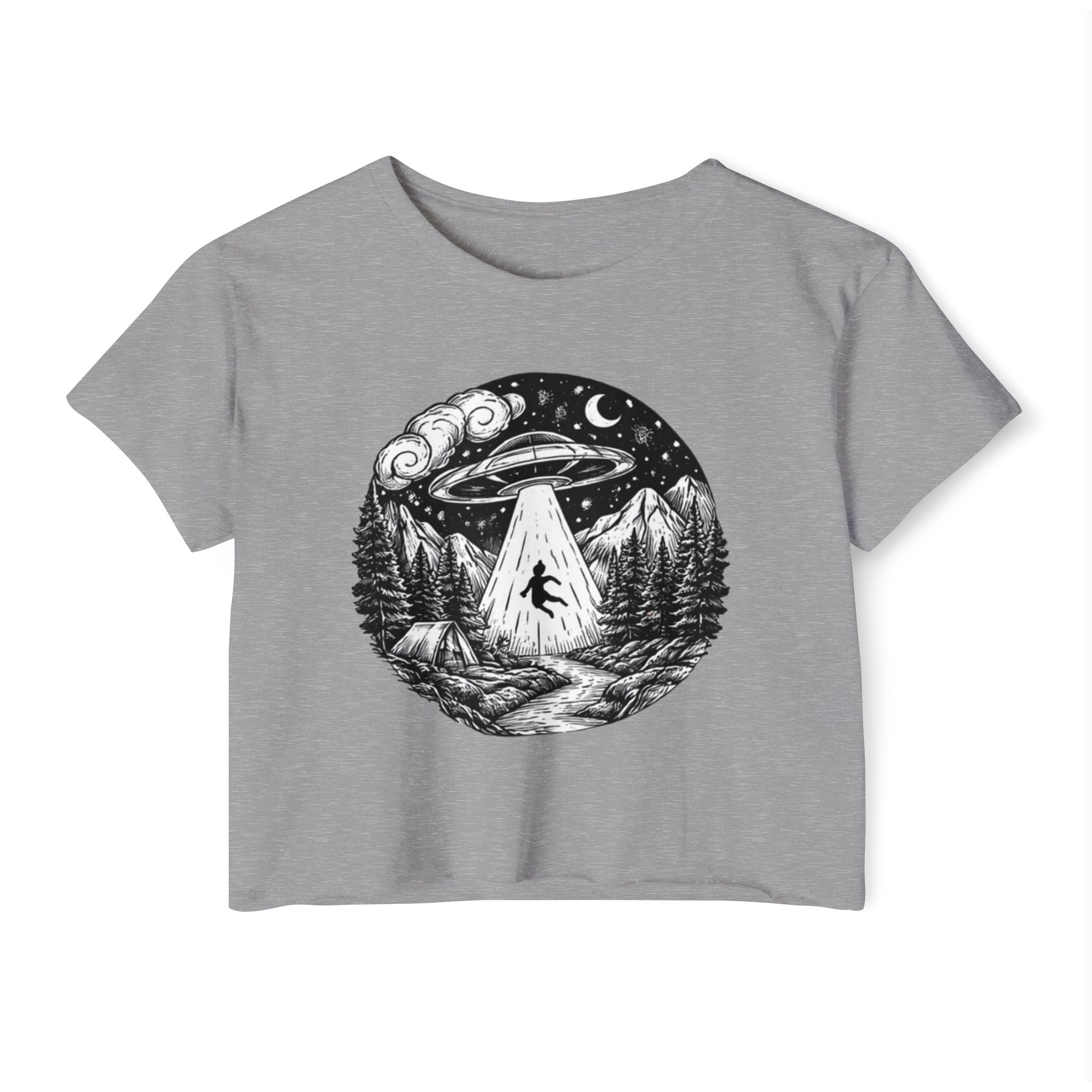 Crop Top | UFO Abduction Night Sky Graphic Women's Festival Crop