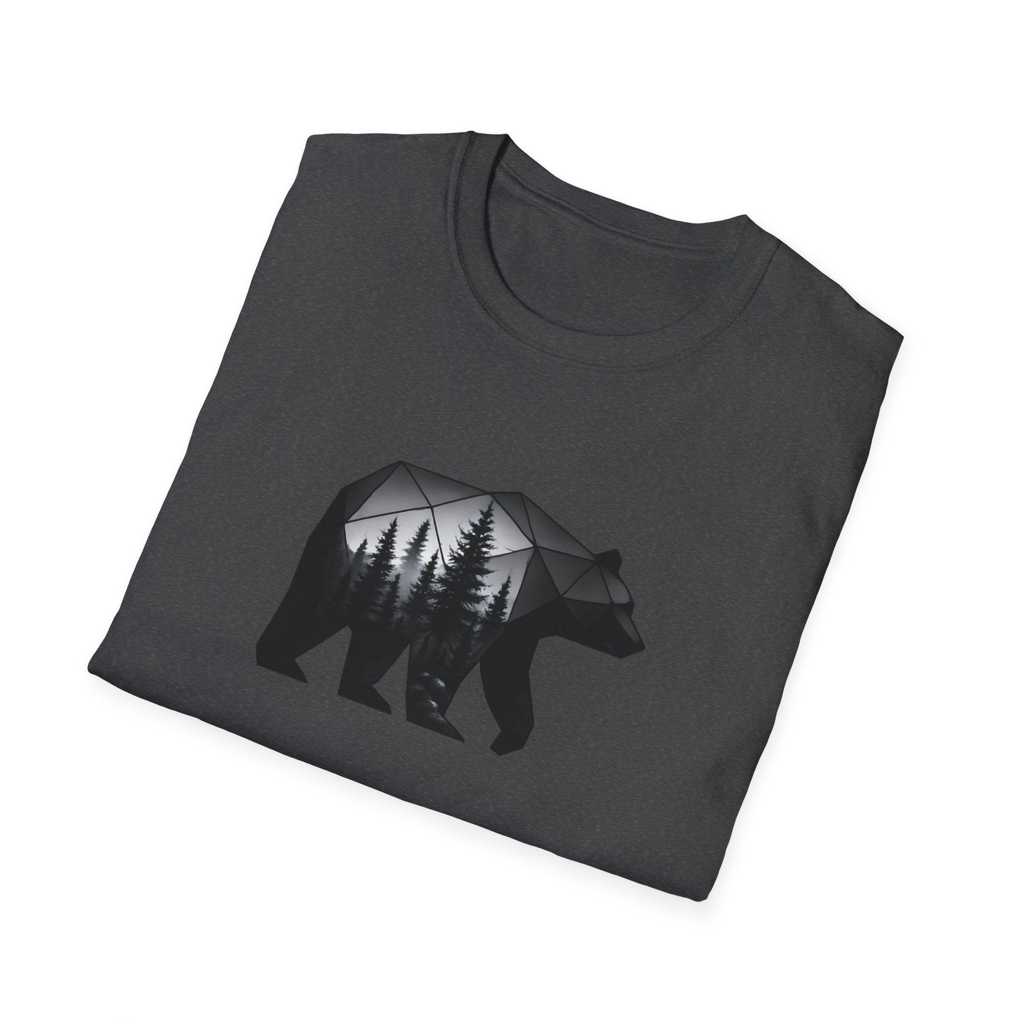 Geometric Bear Forest T-Shirt | Modern Nature Graphic Tee