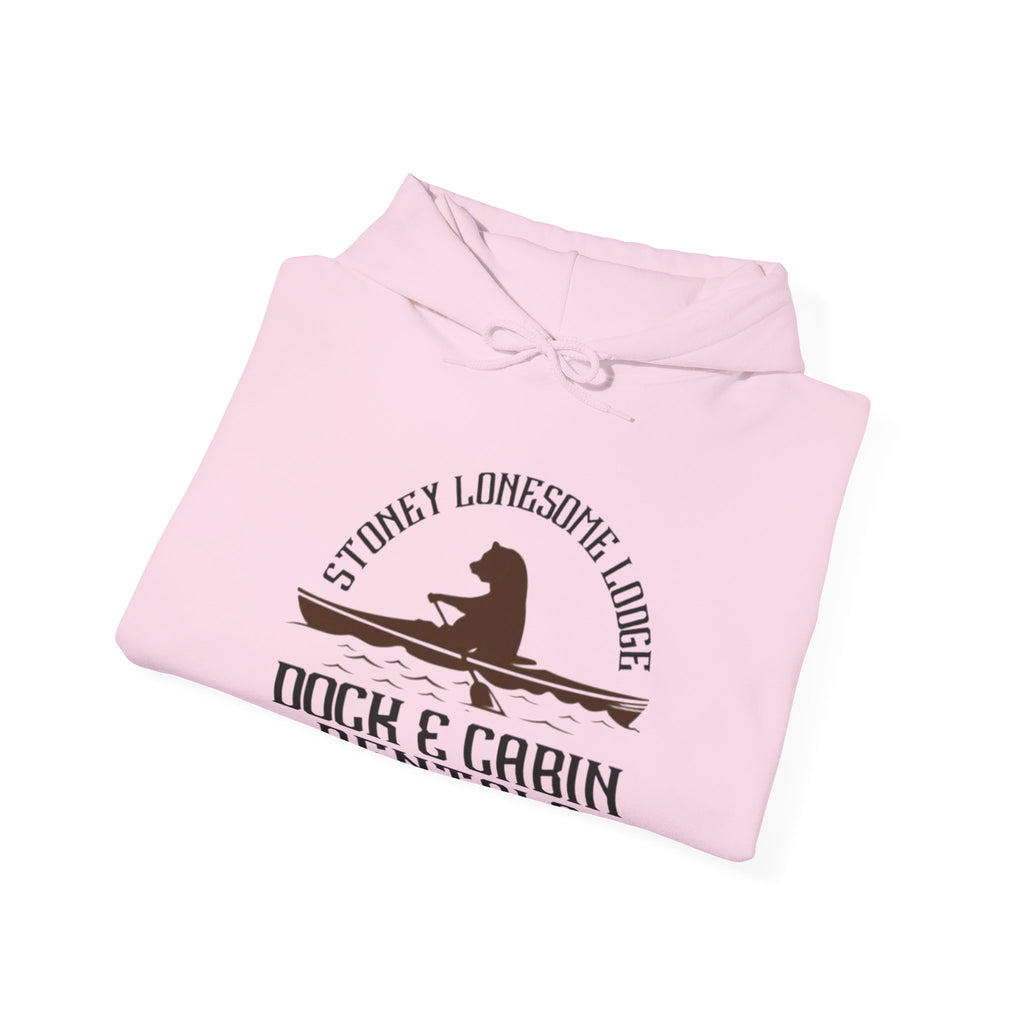 Dock & Cabin Rentals Hoodie | Stoney Lonesome Lodge Fishing Cabin Sweatshirt