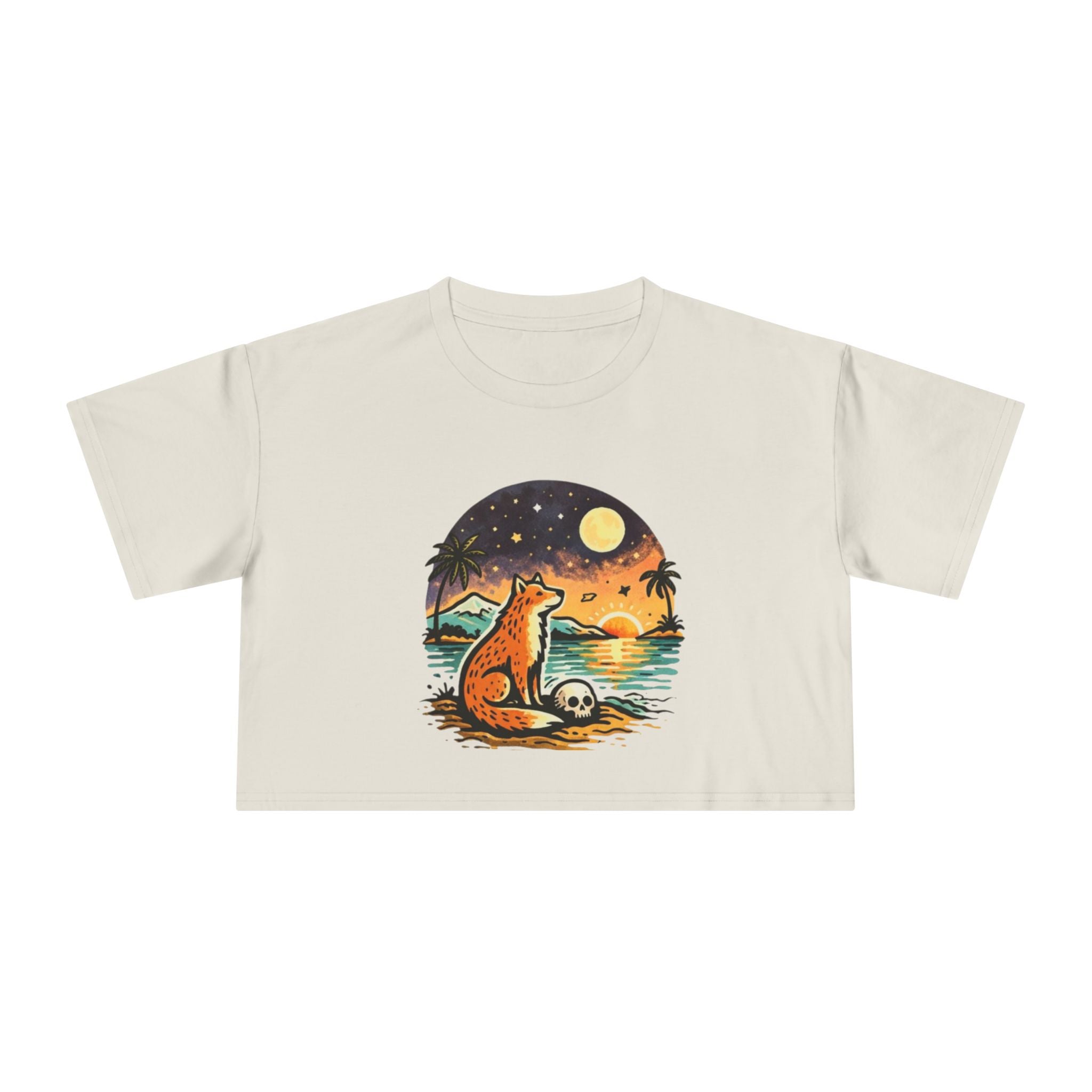 Crop Tee | Sunset Fox Beach Graphic