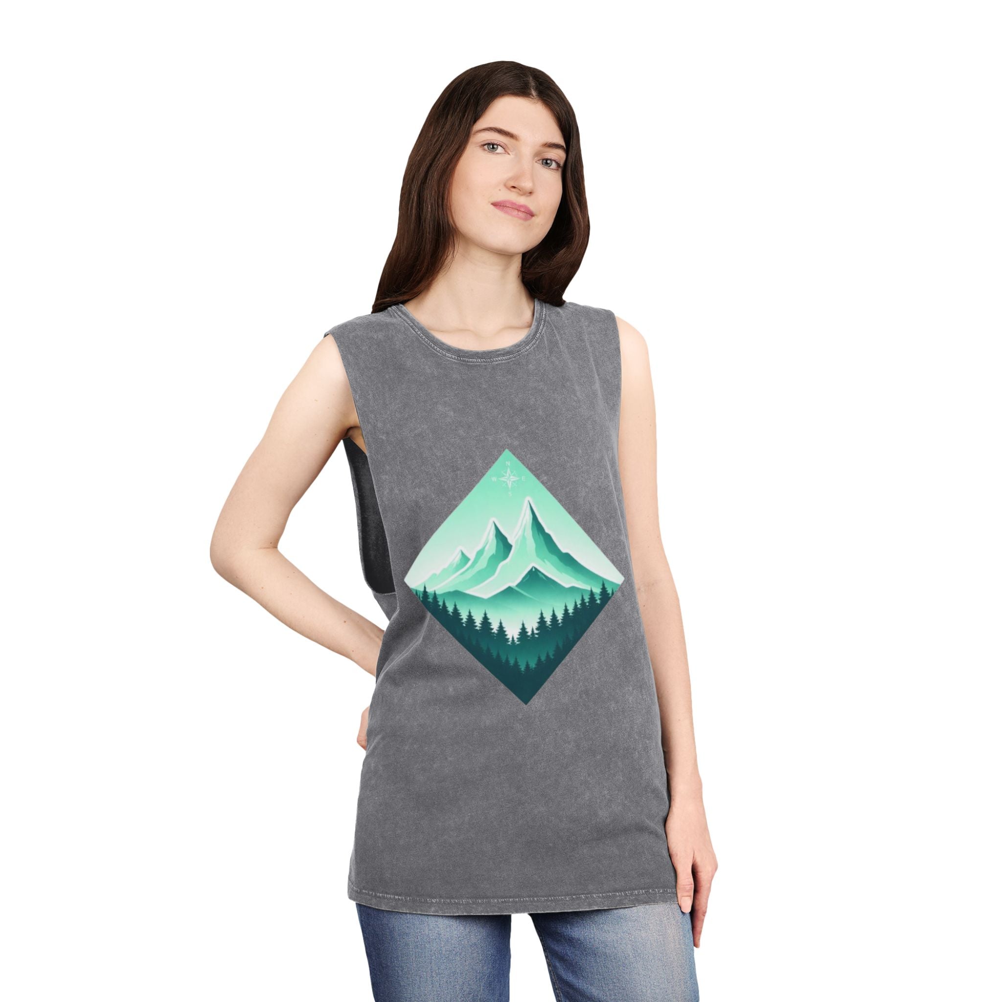 Mountain Forest Tank Top | Vintage Stonewash Graphic