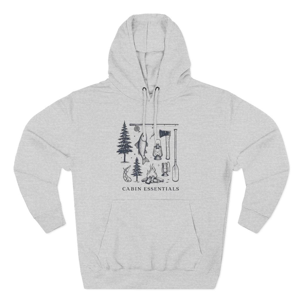 Cabin Essentials Hoodie | Rustic Camping Gear Graphic Pullover