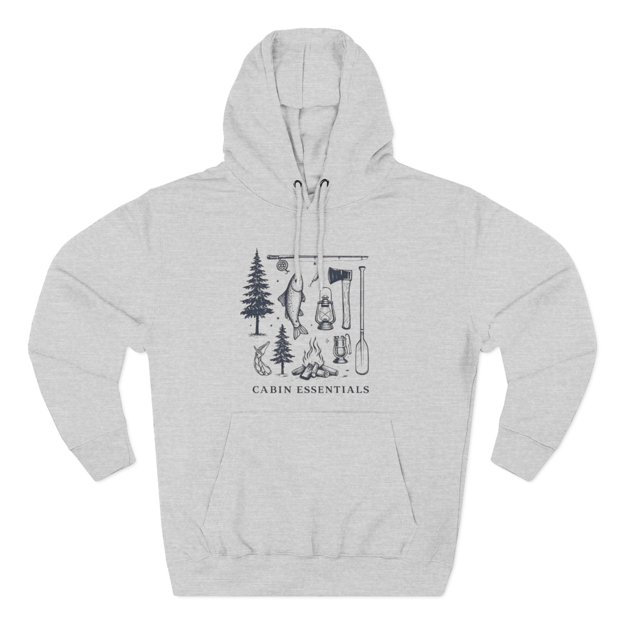 Cabin Essentials Hoodie | Rustic Camping Gear Graphic Pullover