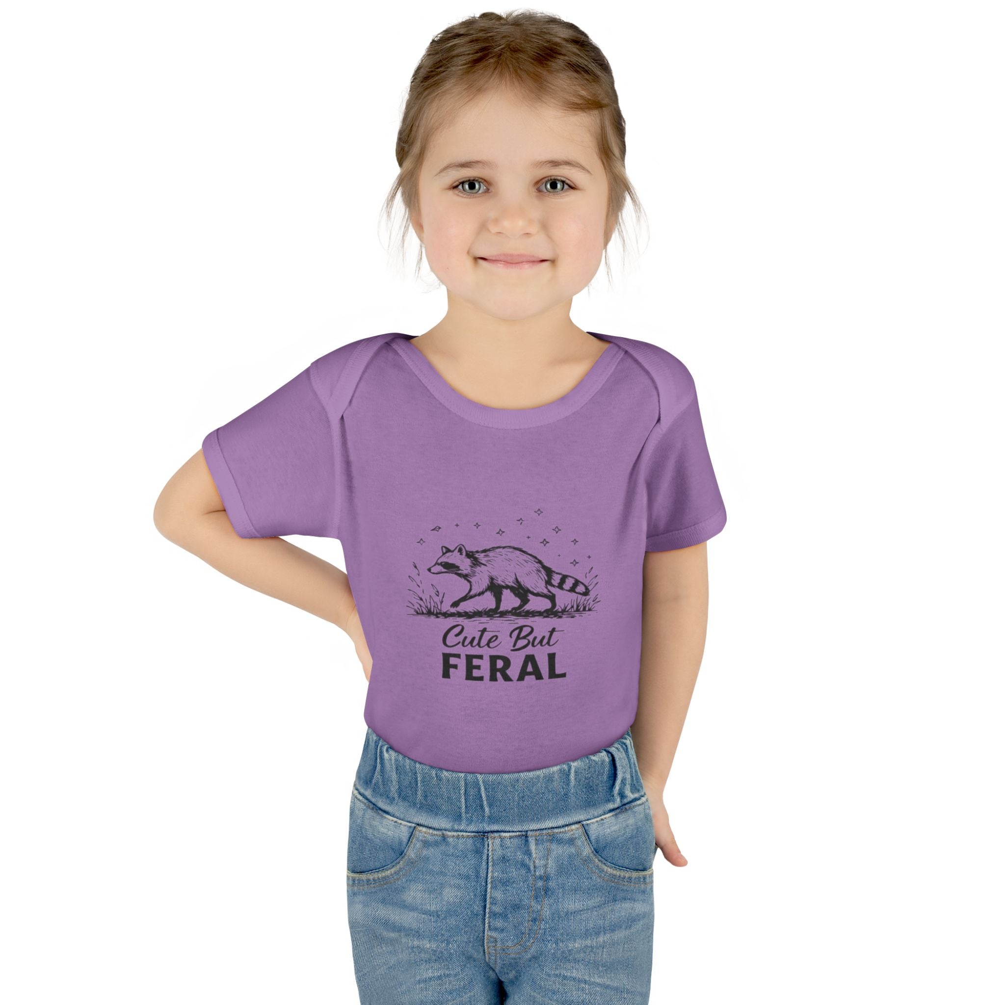 Infant Bodysuit  "Cute But Feral" Raccoon Baby Onesie | Funny Newborn Shower Gift