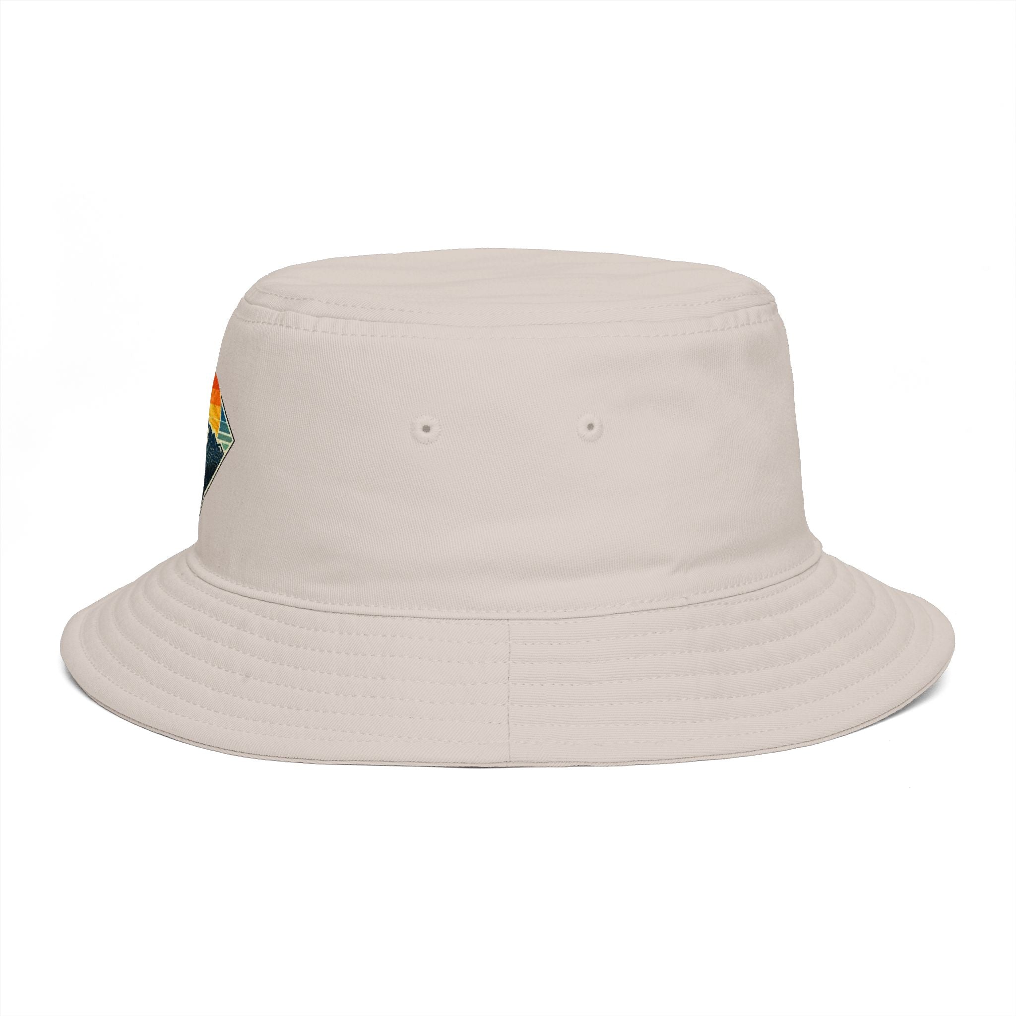Mountain Sunset Bucket Hat | Retro Outdoor Hiking Patch
