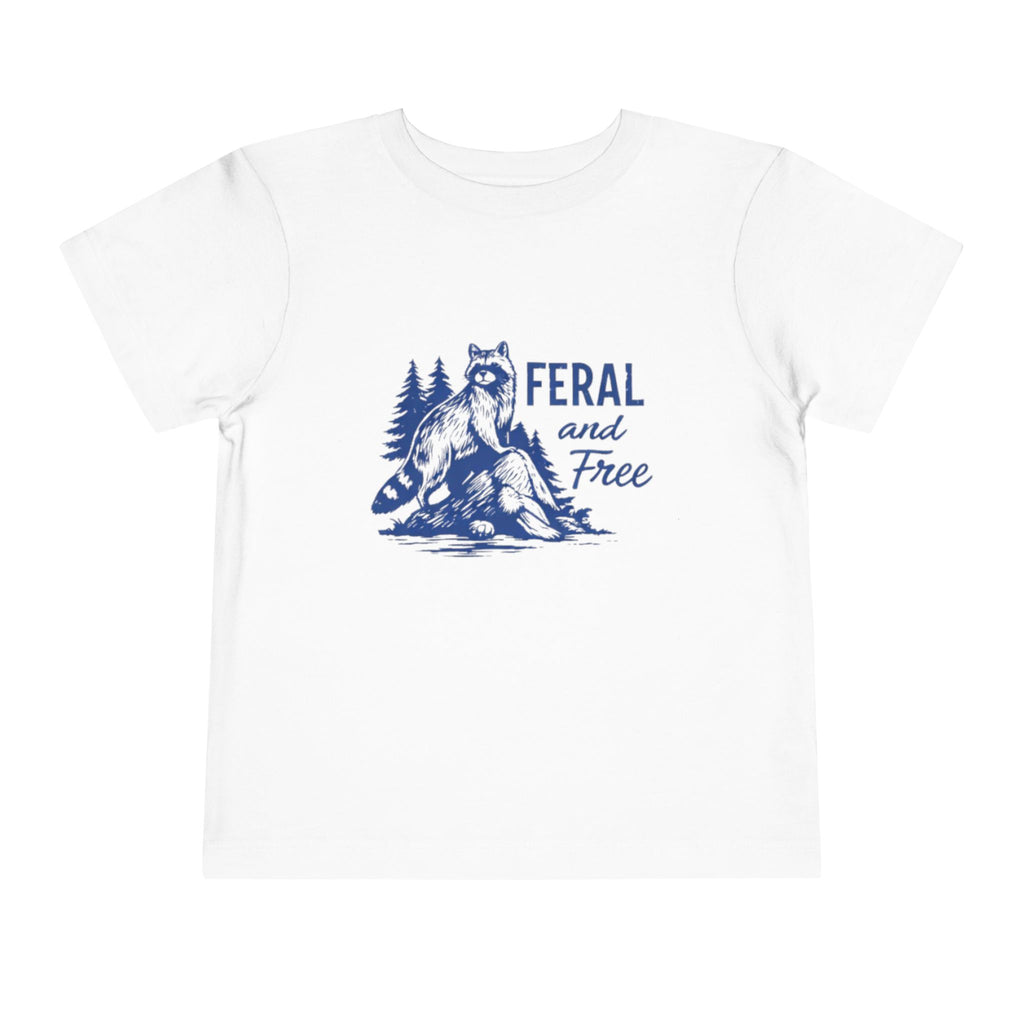 Toddler Tee | "Feral and Free" Raccoon Forest Graphic