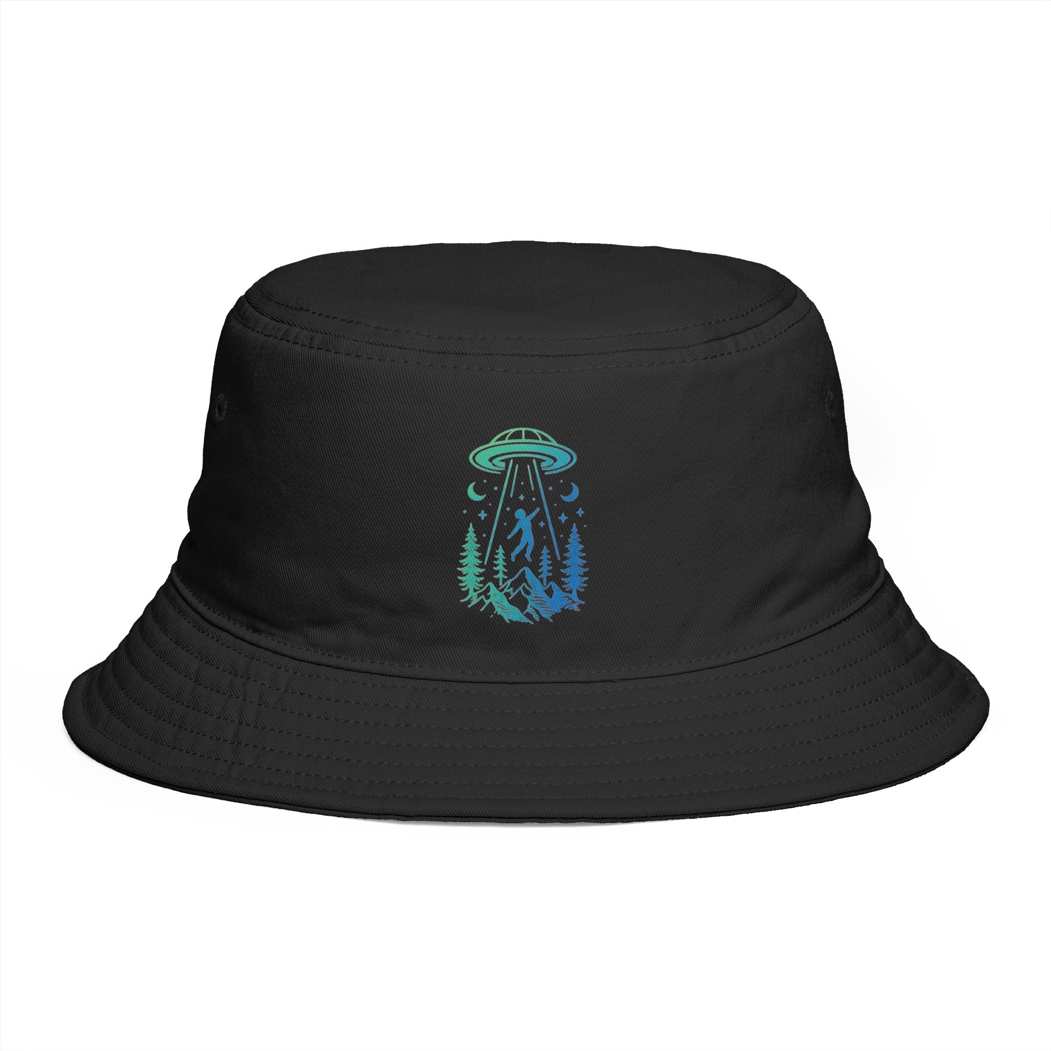 UFO Forest Bucket Hat | Retro Alien Abduction Outdoor Hat