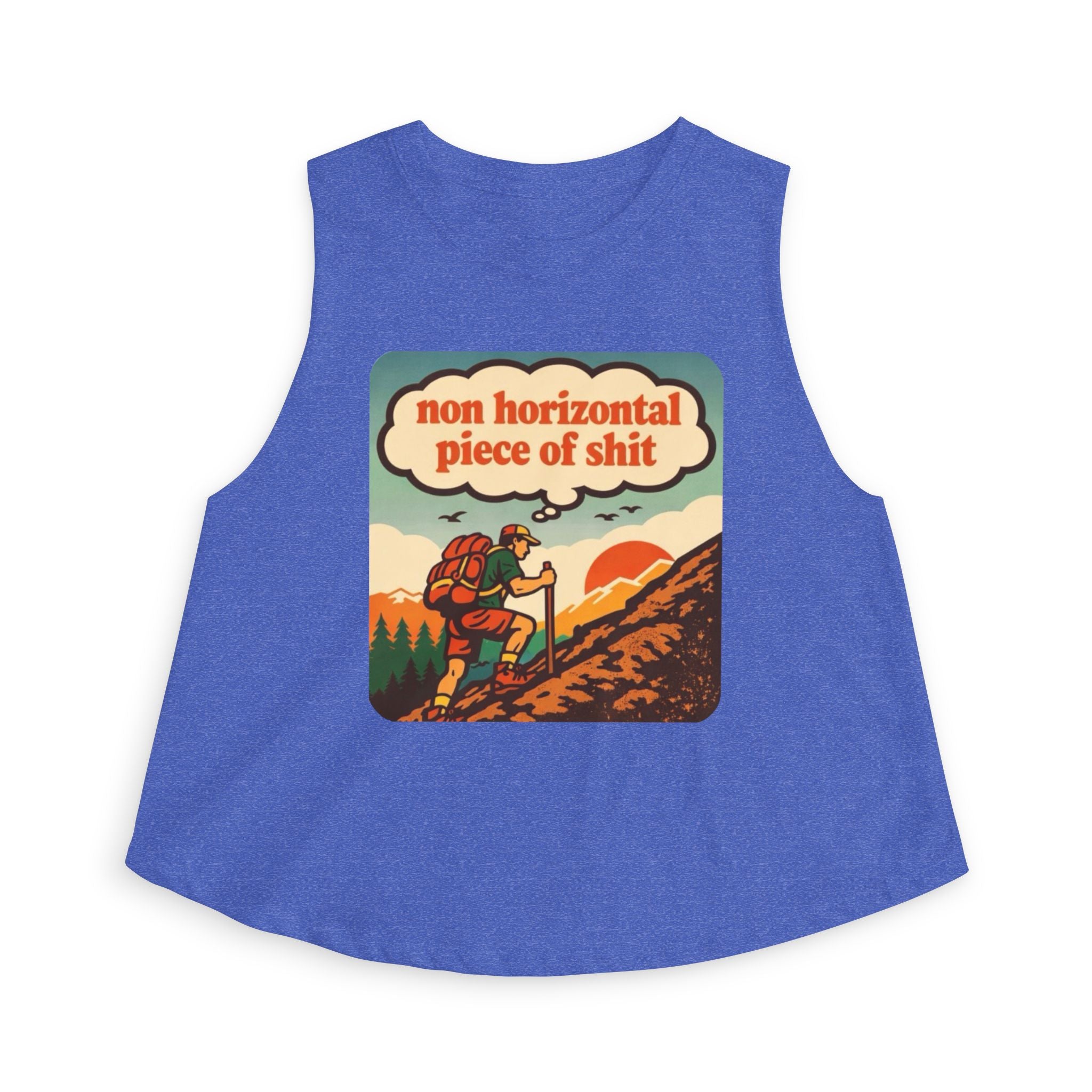 Hiking Graphic Crop Top | "non horizontal piece of shit" Retro Adventure Tank