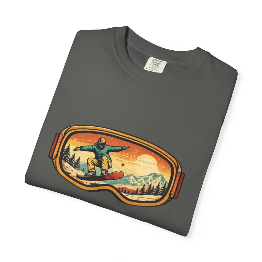 Snowboard Goggles Graphic T-Shirt | Retro Mountain Snowboarding Tee