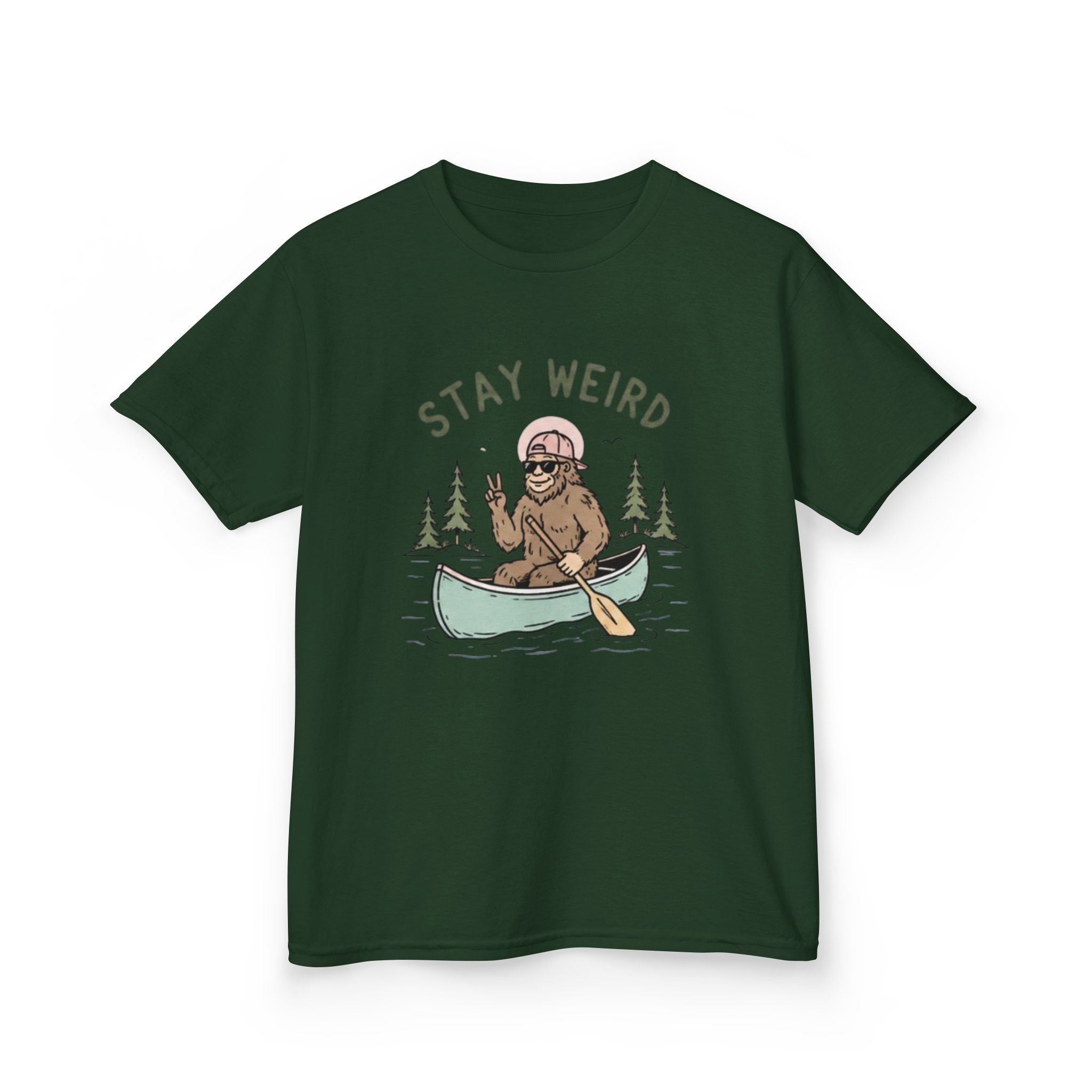 Kids Tee | "Stay Weird" Canoe Sasquatch Graphic