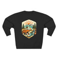 Bear Wilderness Crewneck Sweatshirt | Scenic Campfire Mountain Patch Design