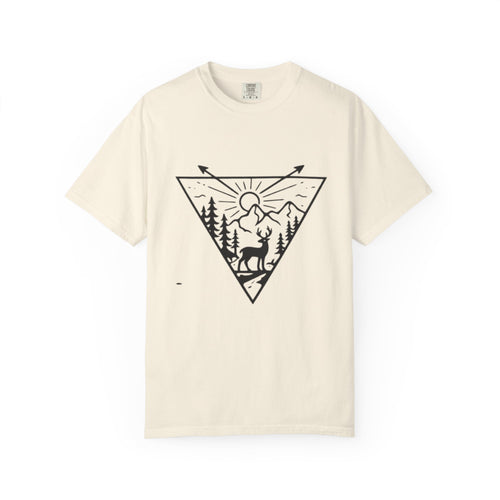 Adventure Deer Mountain T-Shirt | Outdoor Nature Triangle Design