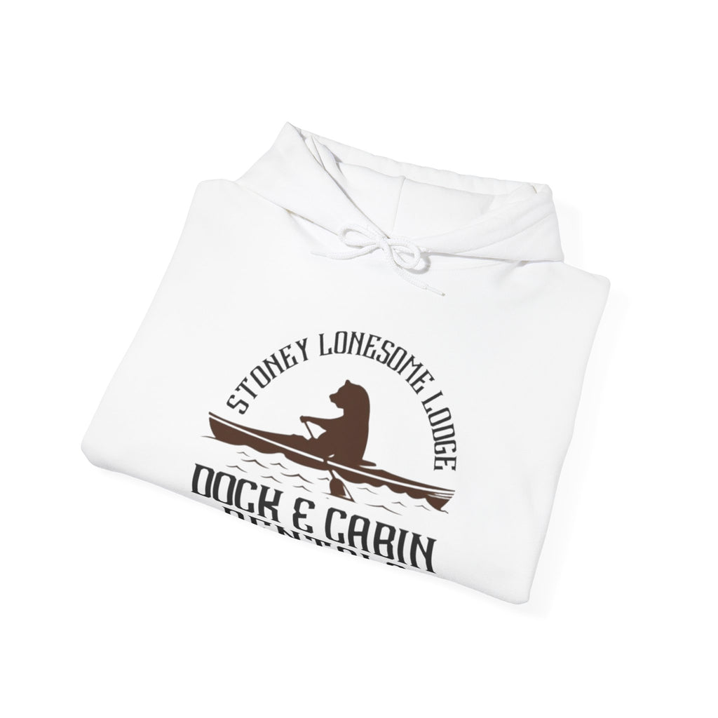 Dock & Cabin Rentals Hoodie | Stoney Lonesome Lodge Fishing Cabin Sweatshirt