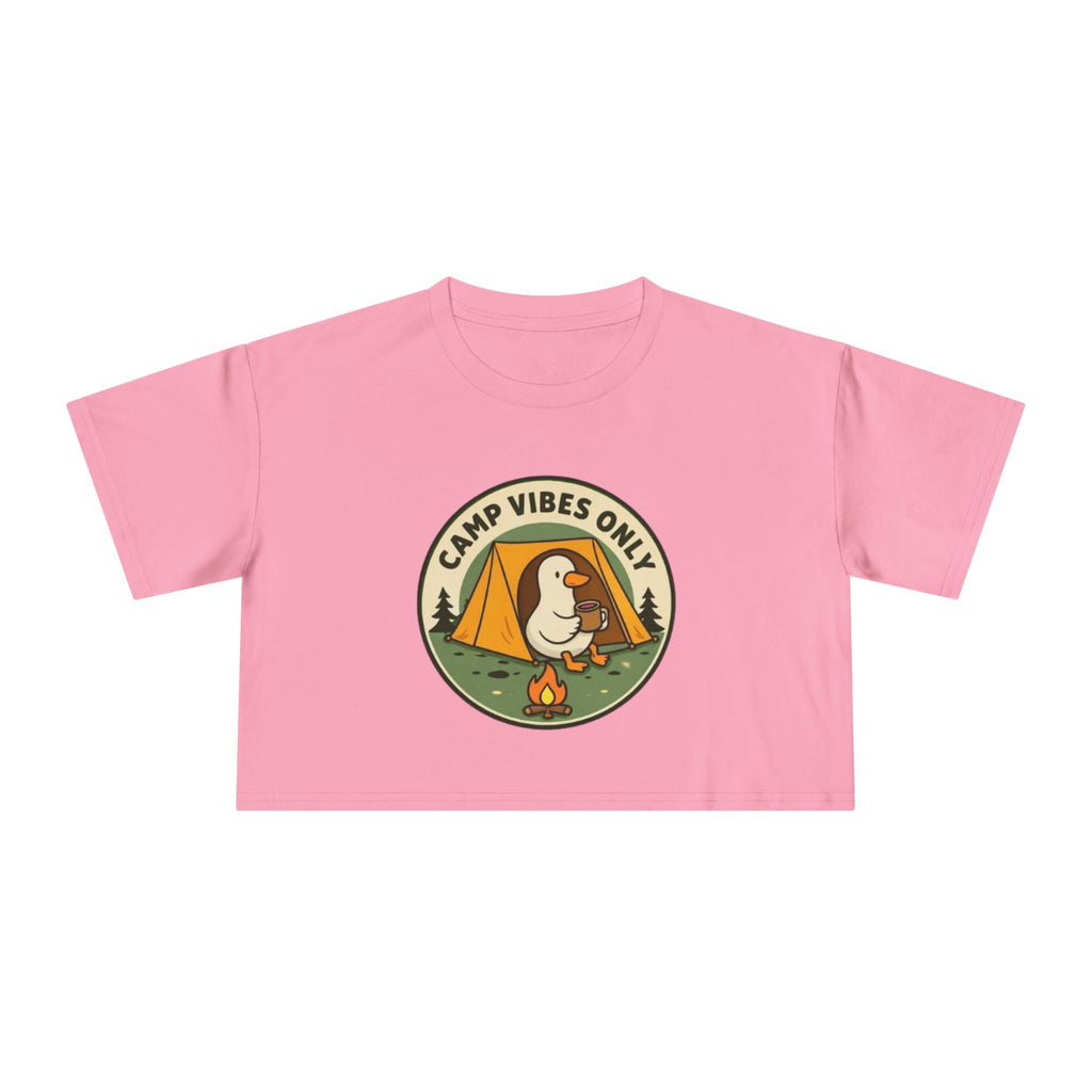 Camp Vibes Only Crop Tee | Cute Camping Goose Graphic