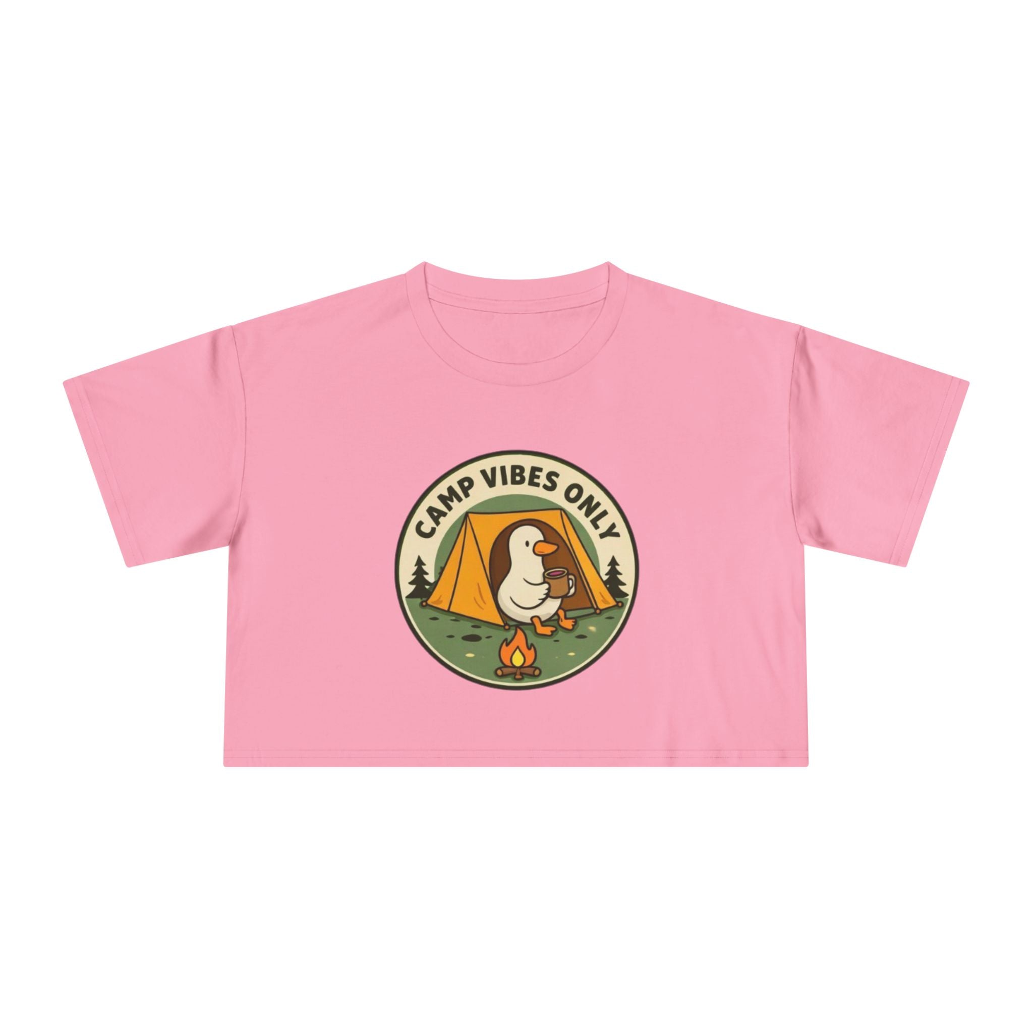 Camp Vibes Only Crop Tee | Cute Camping Goose Graphic