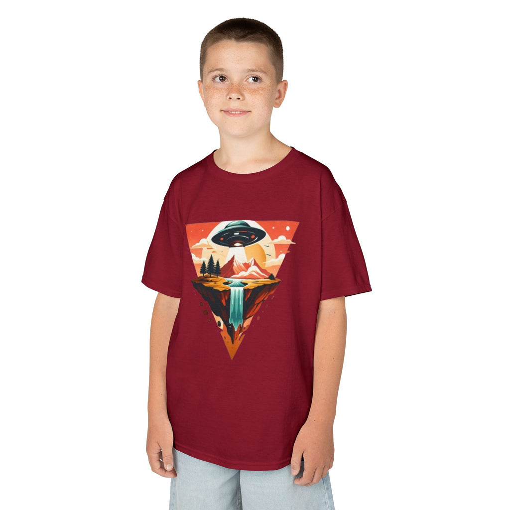 Kids Tee | UFO Mountain Waterfall Adventure Graphic