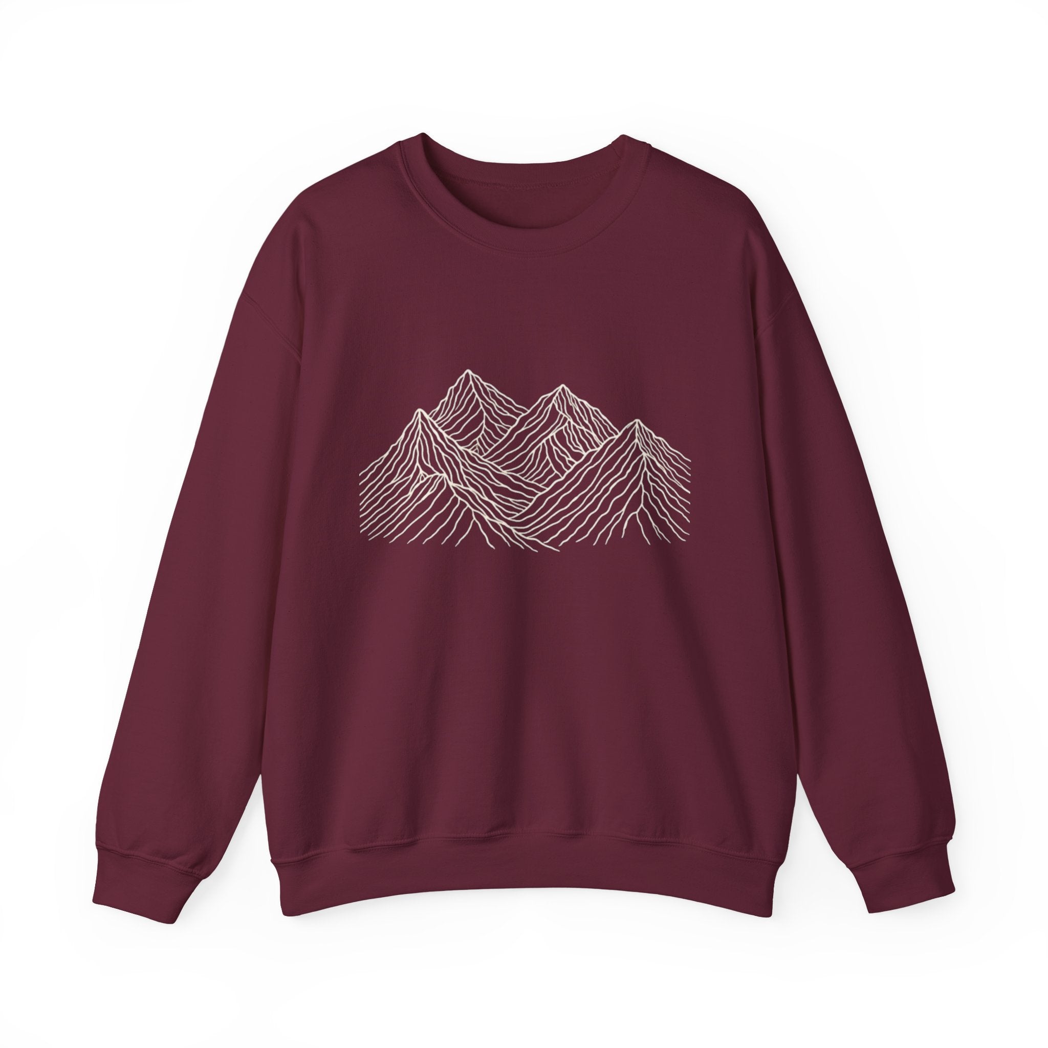 Mountain Line Art Crewneck Sweatshirt | Minimalist Outdoor Graphic Sweater