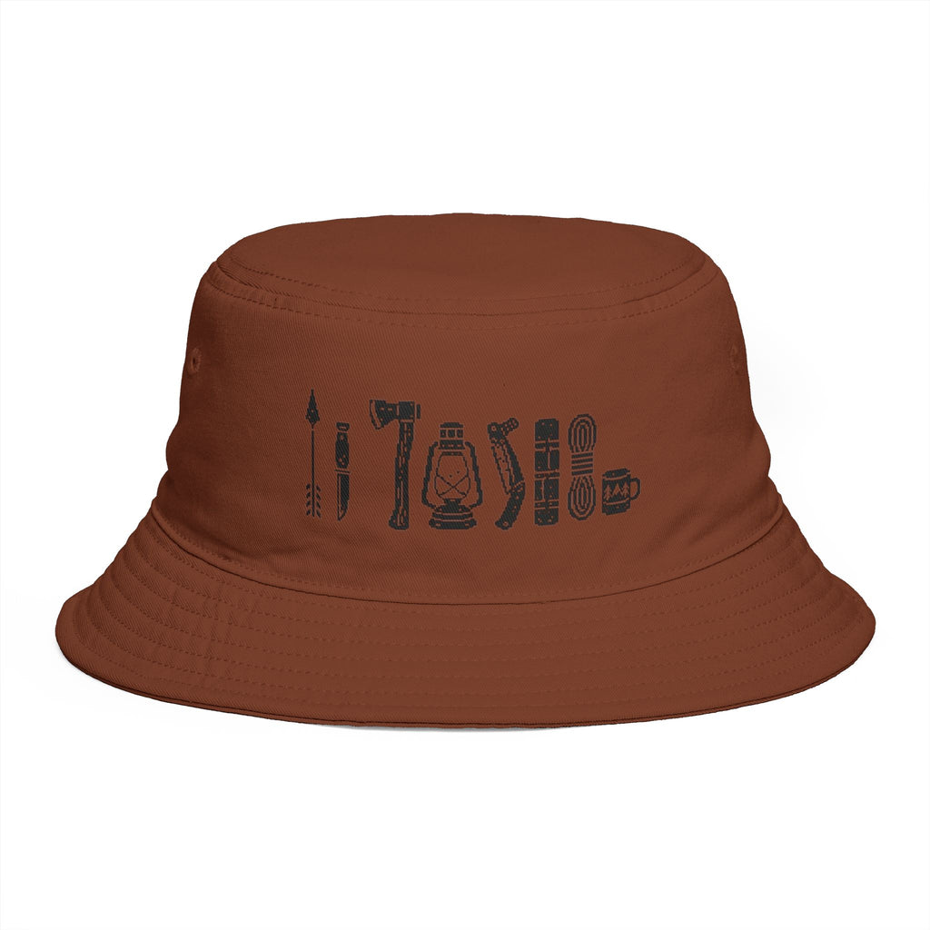 Pixel Art Camping Essentials Catalog Bucket Hat