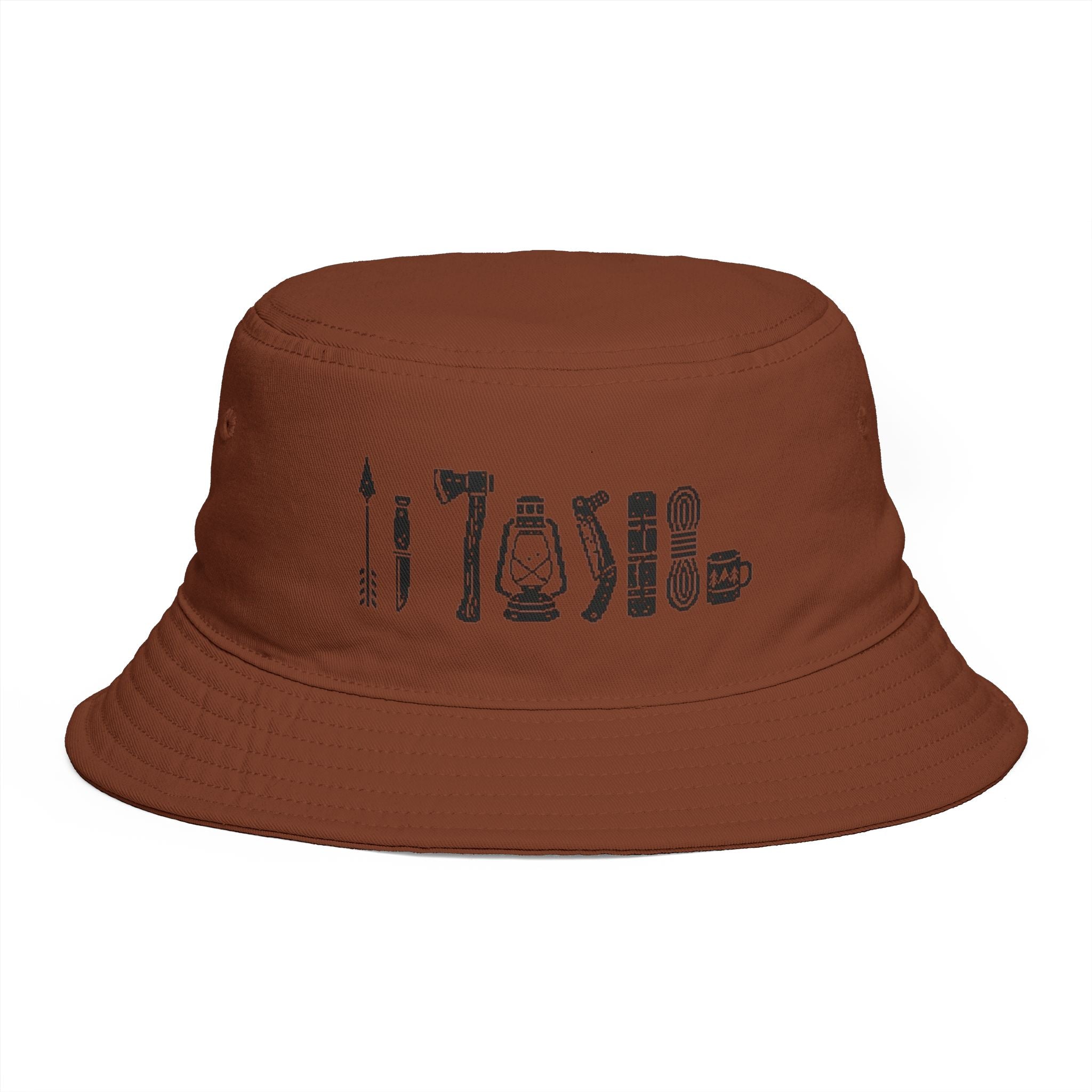 Pixel Art Camping Essentials Catalog Bucket Hat