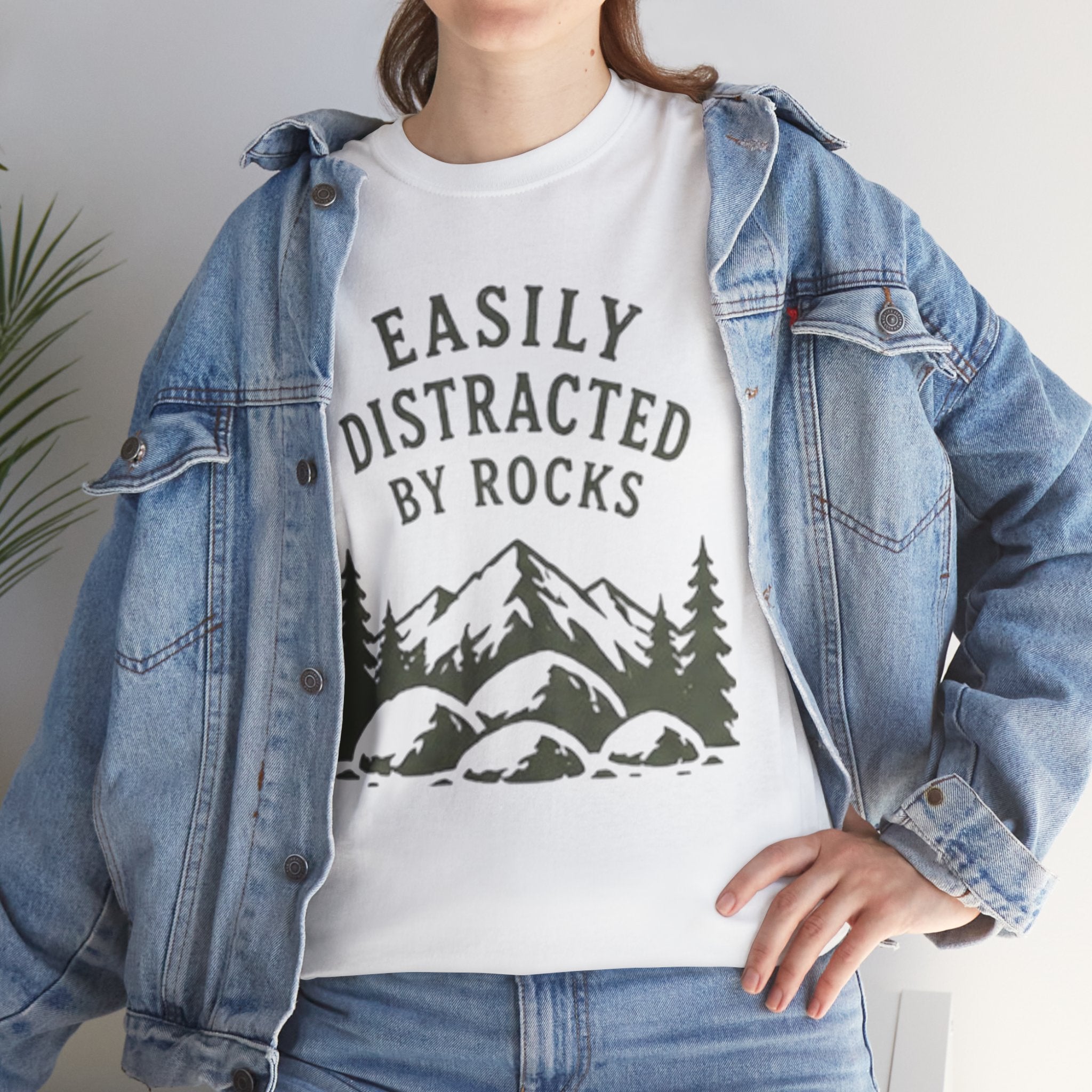 Easily Distracted By Rocks T-Shirt | Funny Outdoor Hiking Tee for Rockhounds & Nature Lovers