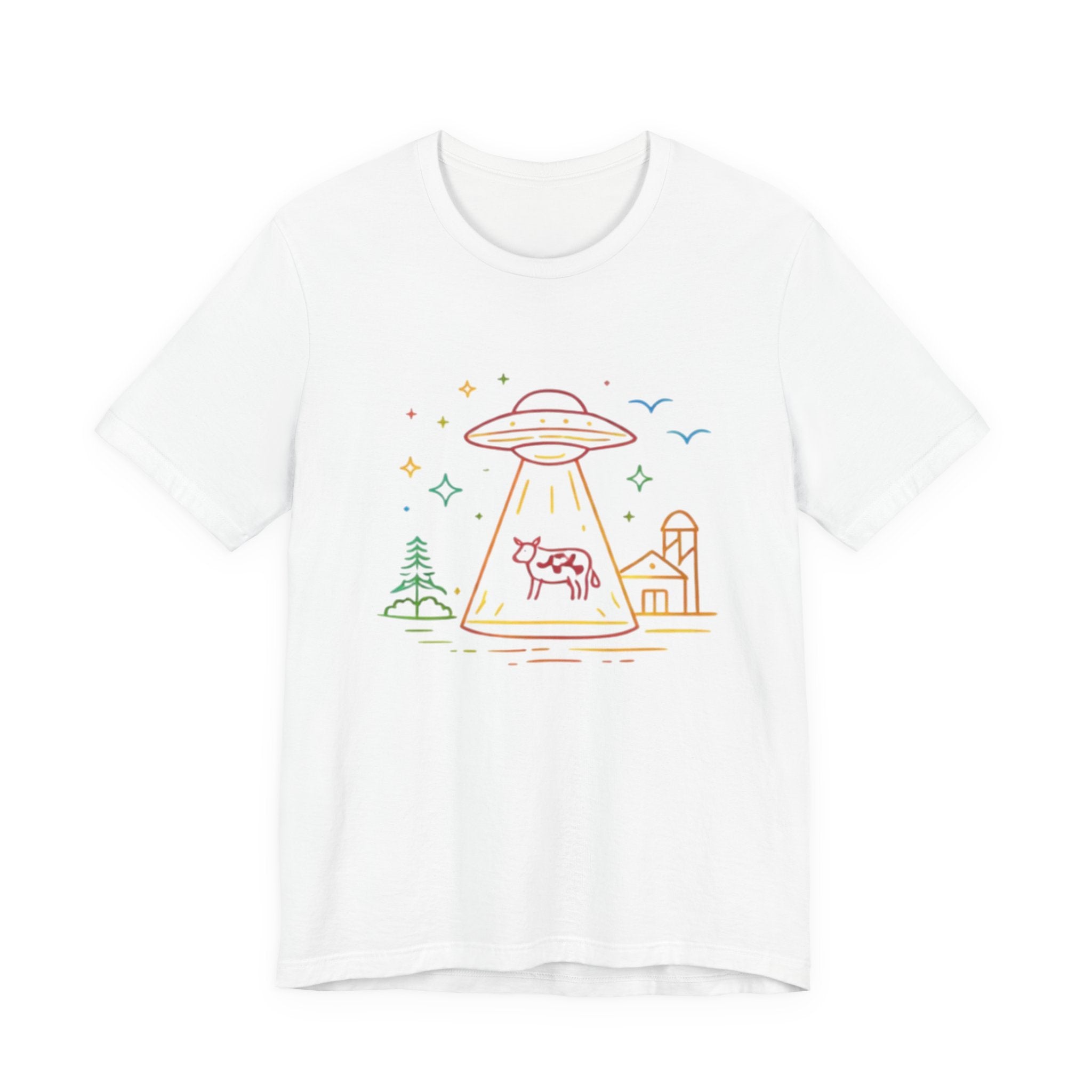 Alien Cow Abduction T-Shirt | Cute Pastel UFO Farm Graphic Tee