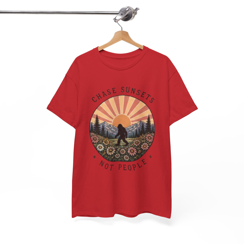 Chase Sunsets Not People Bigfoot Tee