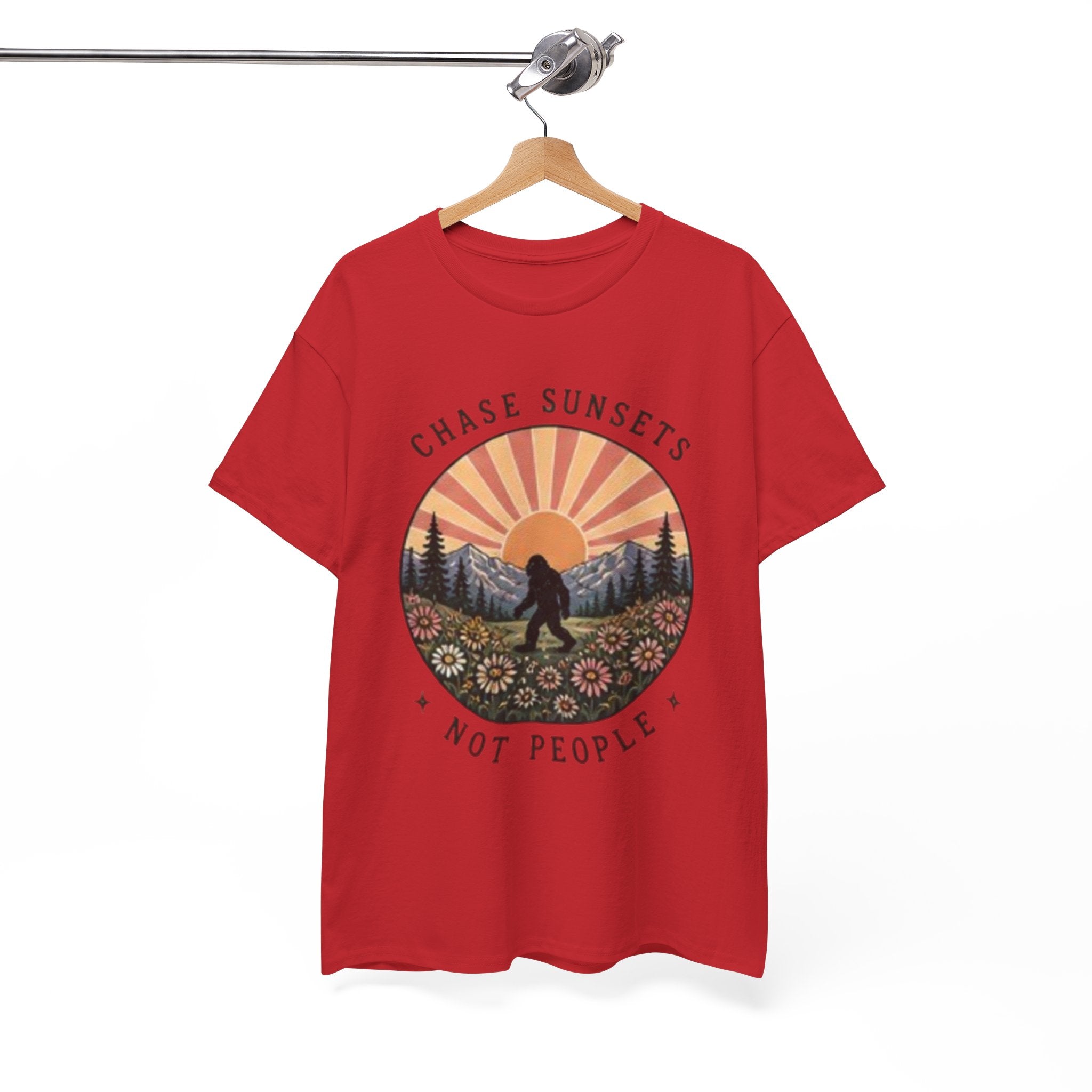 Chase Sunsets Not People Bigfoot Tee