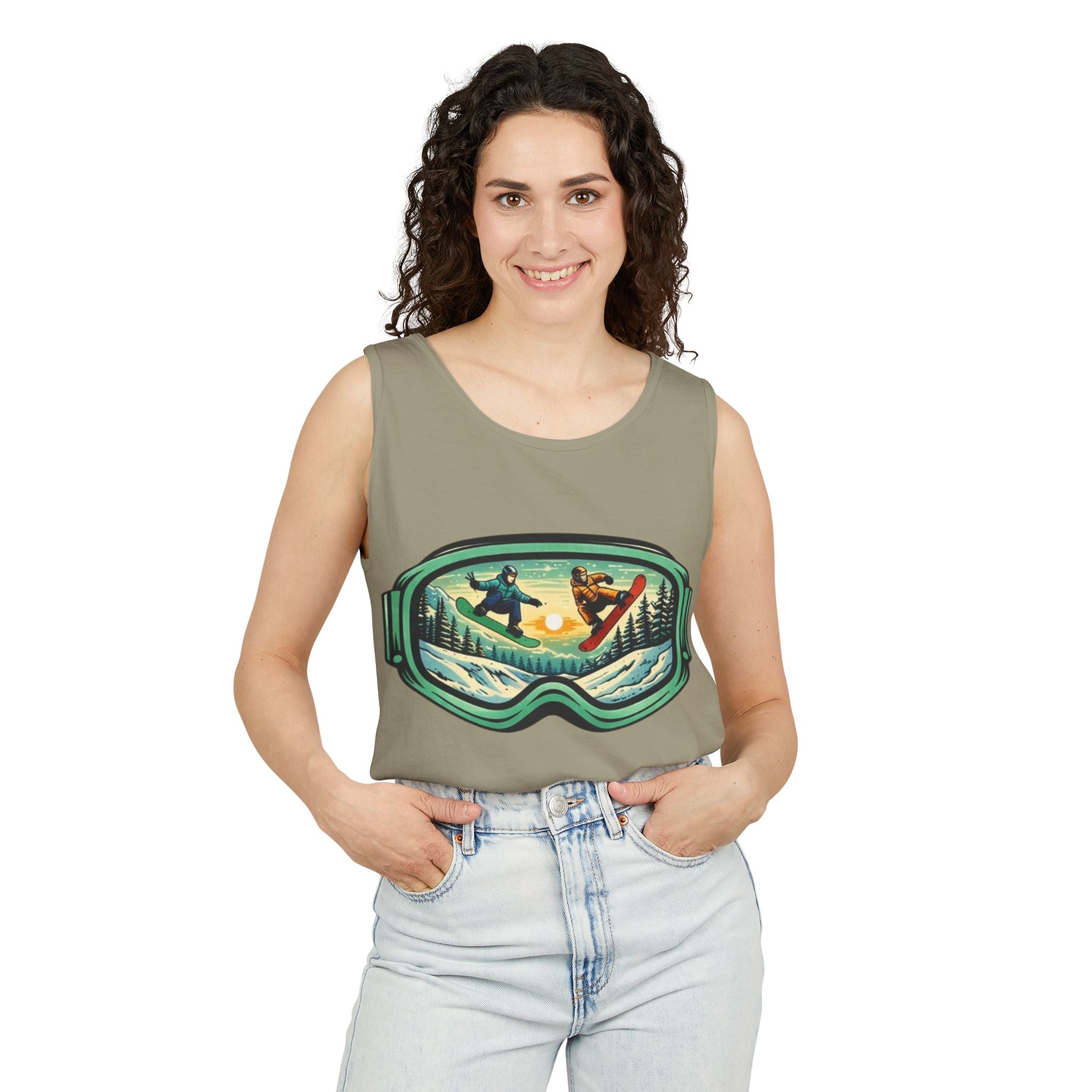 Snowboarding Mountain Goggles Tank Top