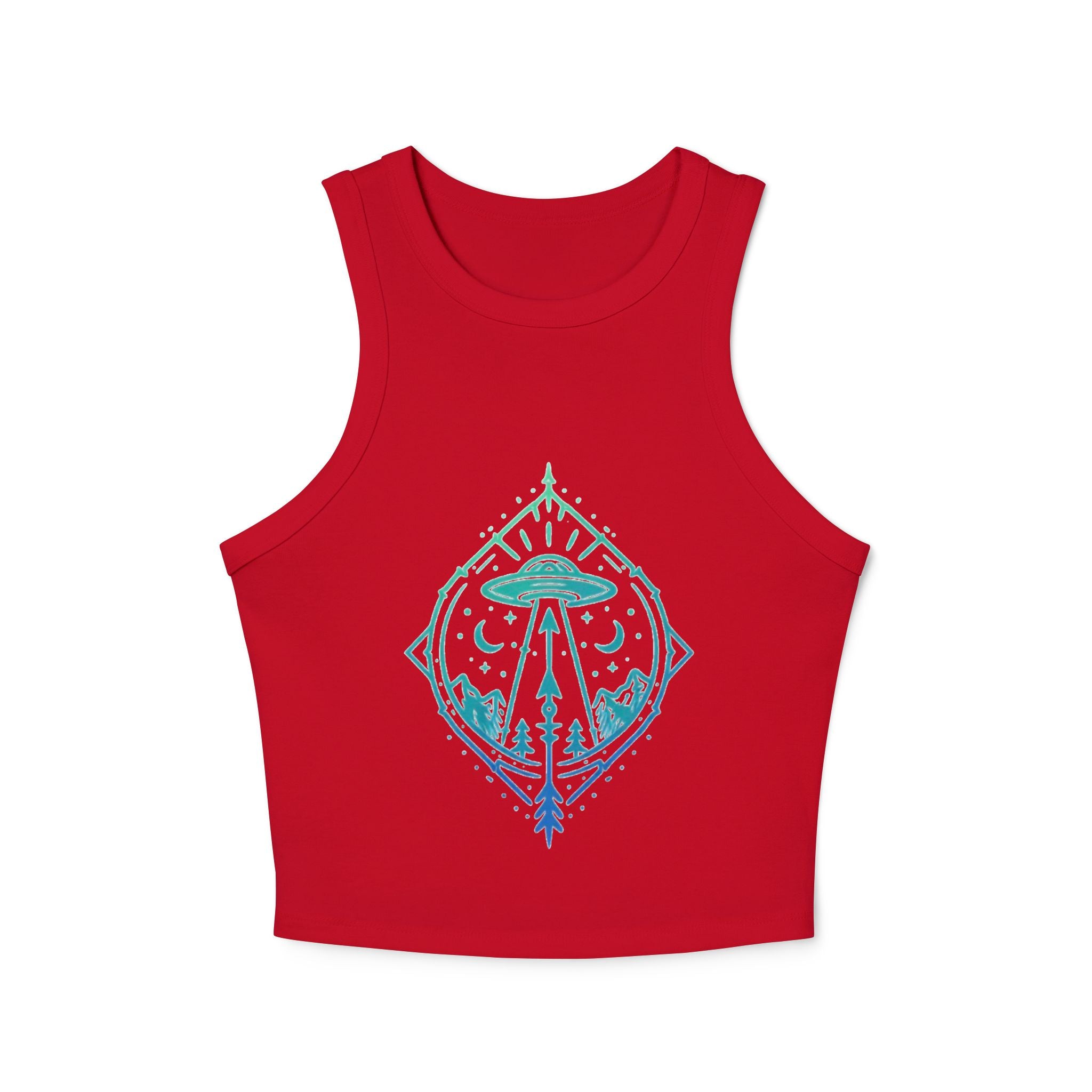 Alien Abduction Crop Tank | Womens Racerback Tank Top with UFO Graphic