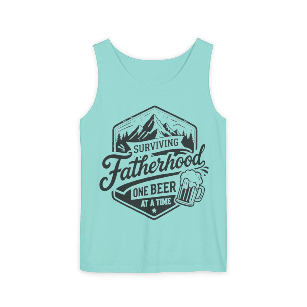 Fatherhood Tank Top | "Surviving Fatherhood One Beer at a Time" Graphic