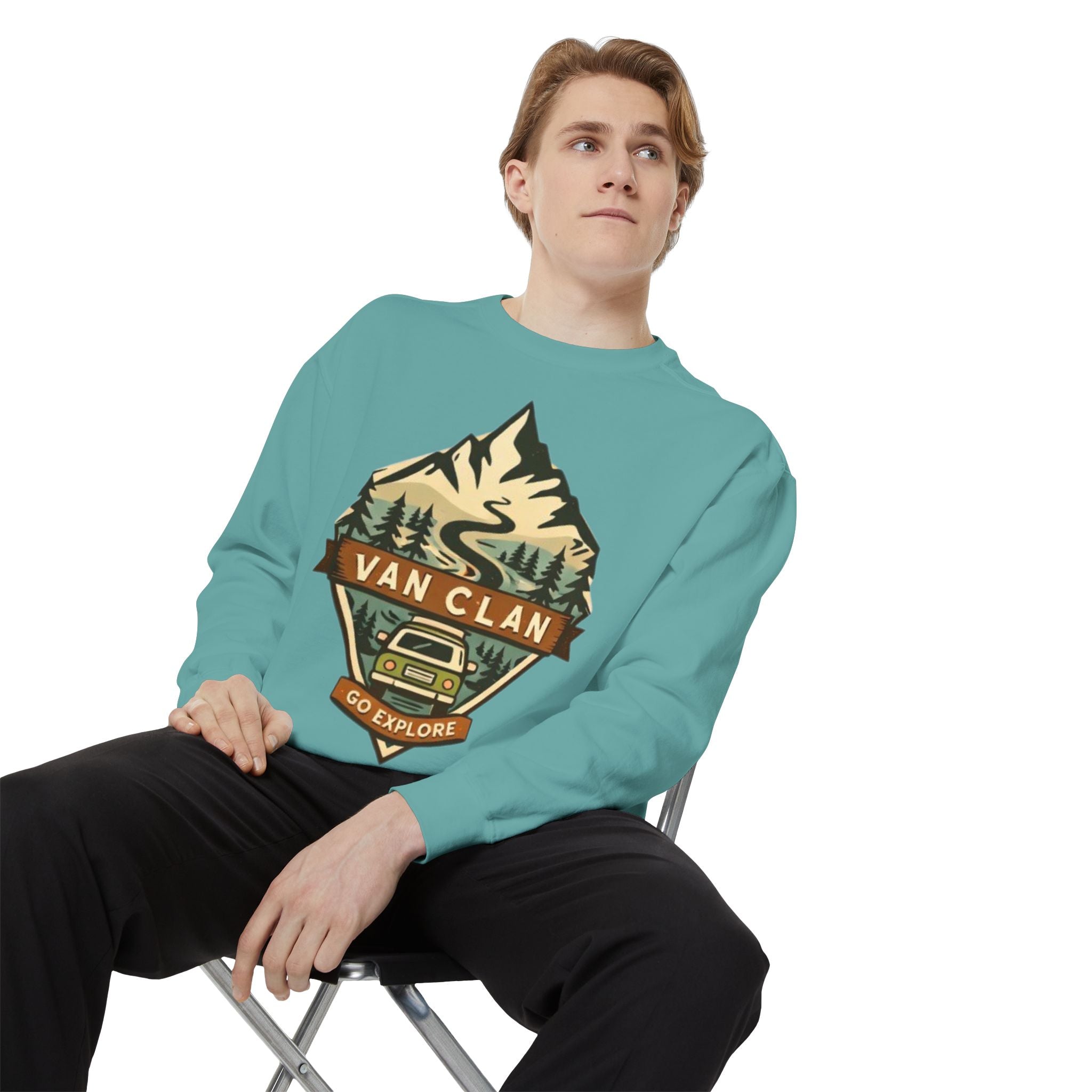Van Clan Go Explore Sweatshirt | Vintage Mountain Van Adventure Crewneck