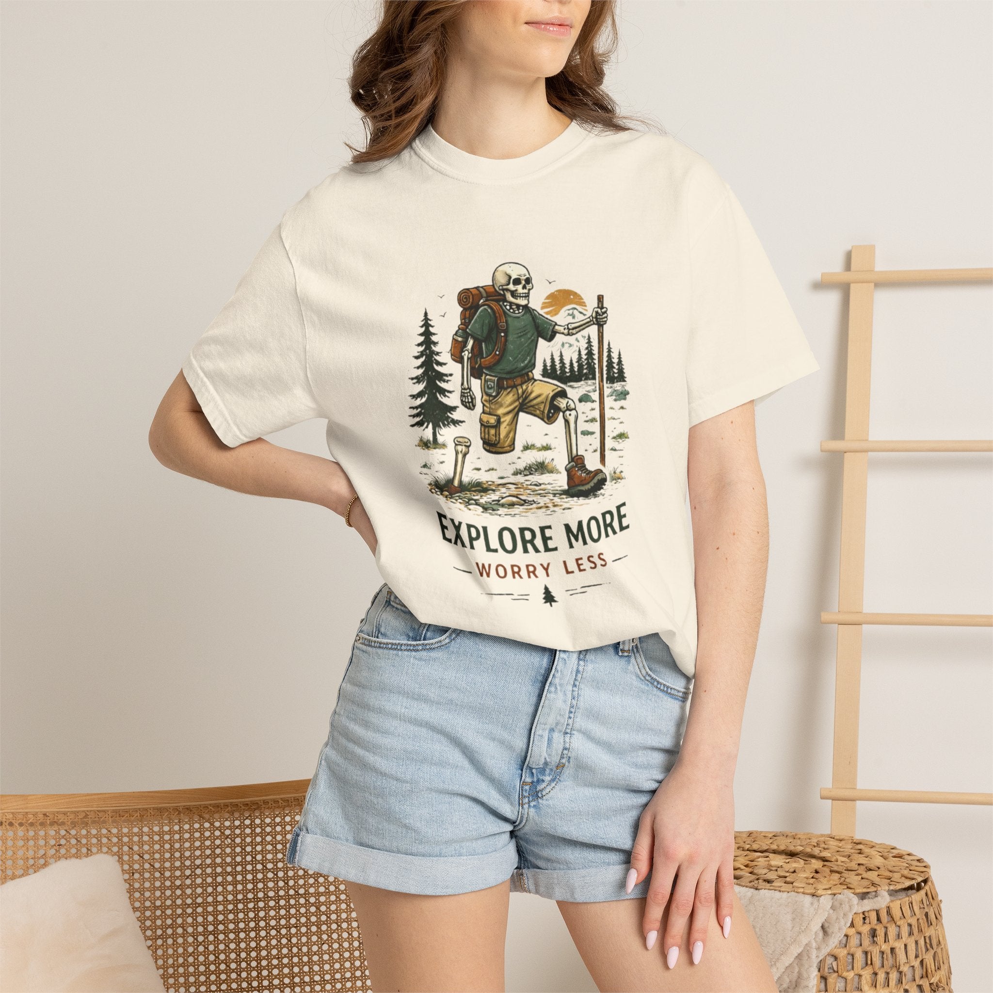 Explore More Worry Less T-Shirt | Adventure Hiking Graphic Tee
