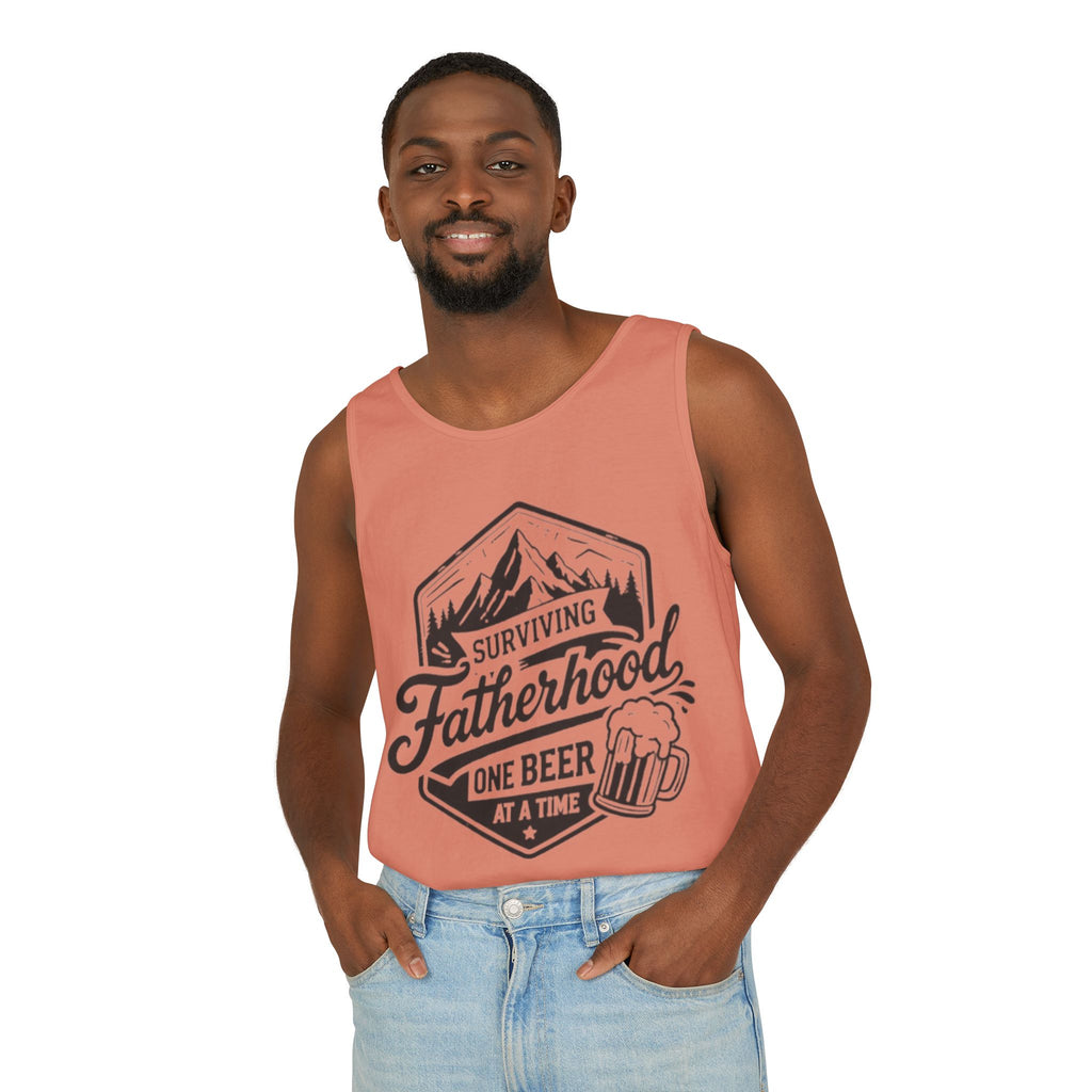 Fatherhood Tank Top | "Surviving Fatherhood One Beer at a Time" Graphic