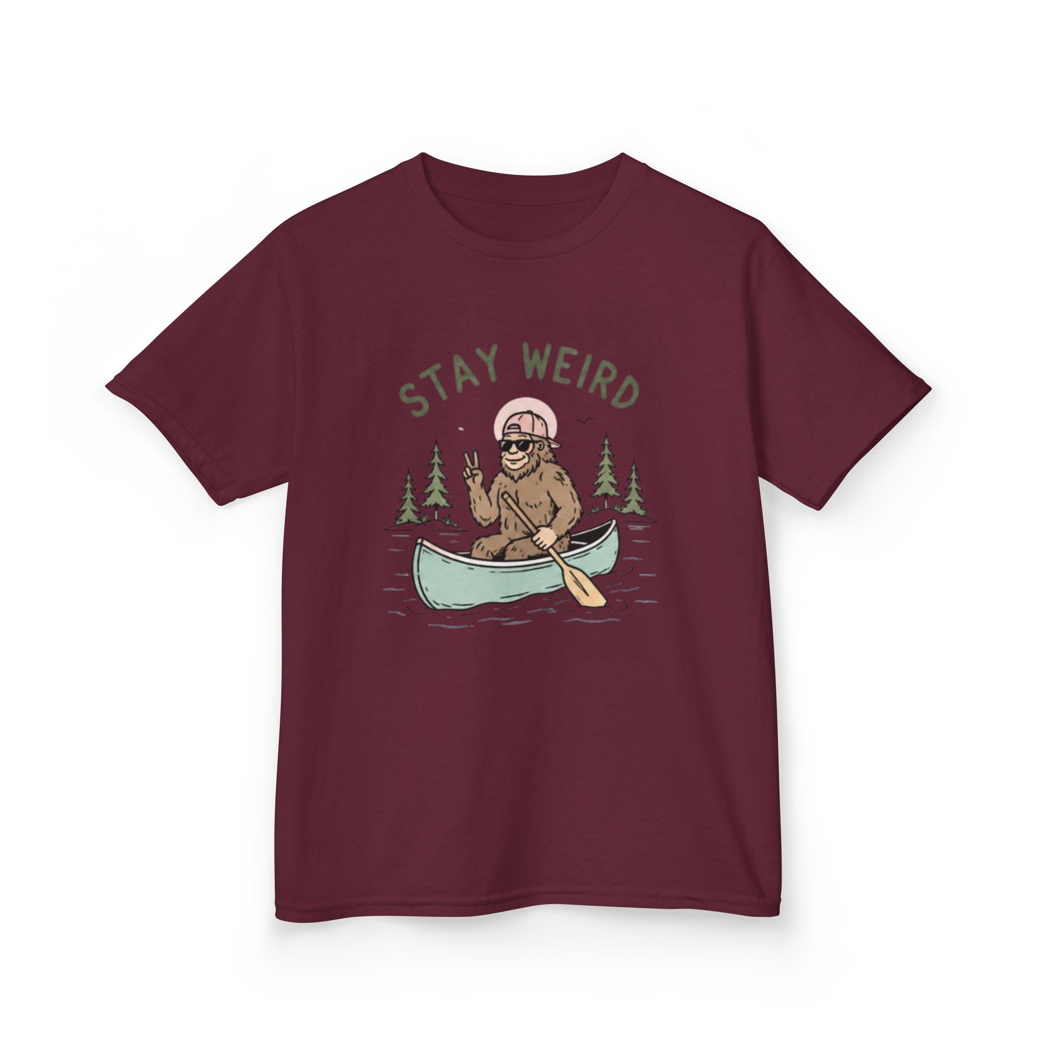 Kids Tee | "Stay Weird" Canoe Sasquatch Graphic
